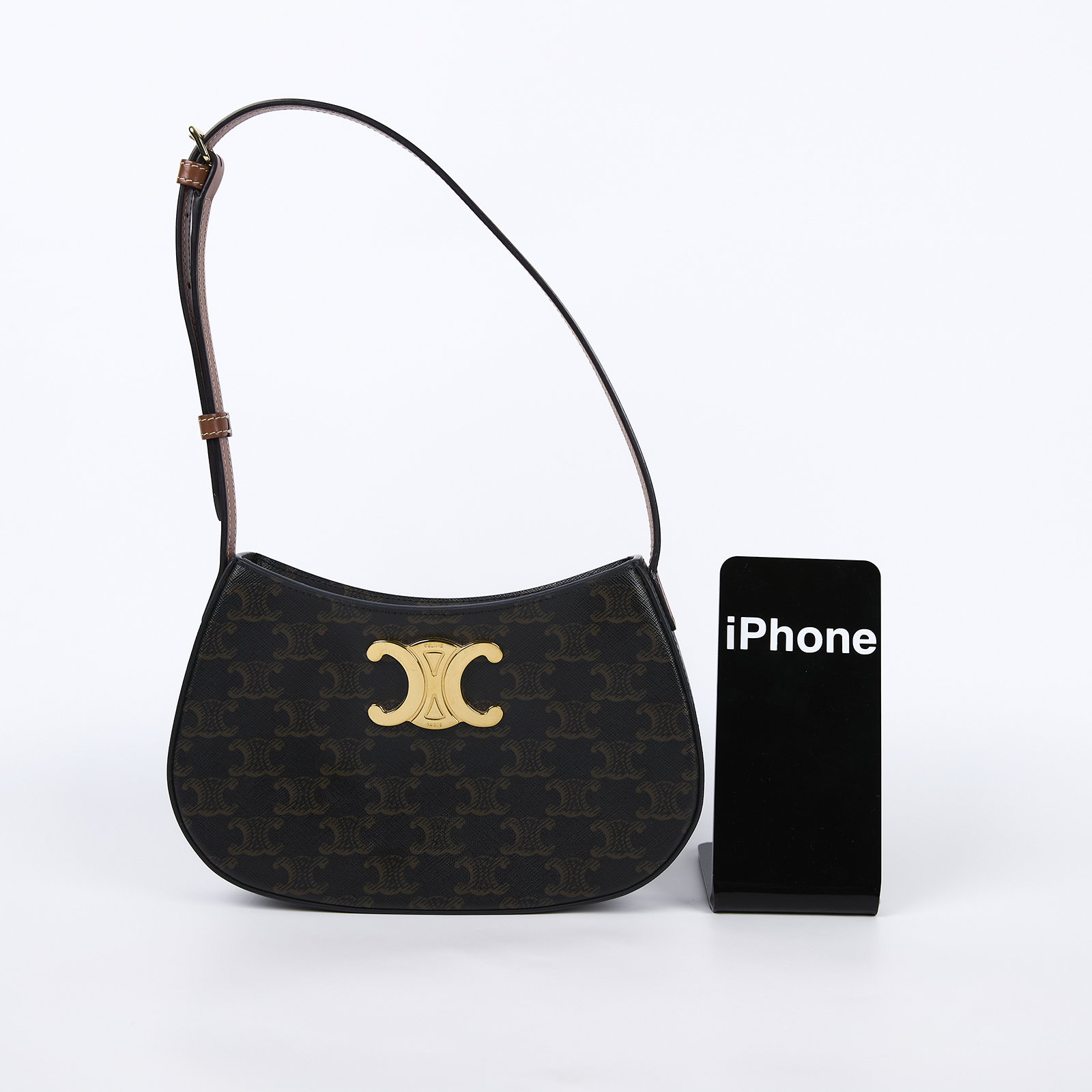 思琳 CELINE Tilly 標識印花 牛皮革 中型 手提 肩背包 115702CUZ 凱旋門TILLY 中號 防塵袋/日本購買證明