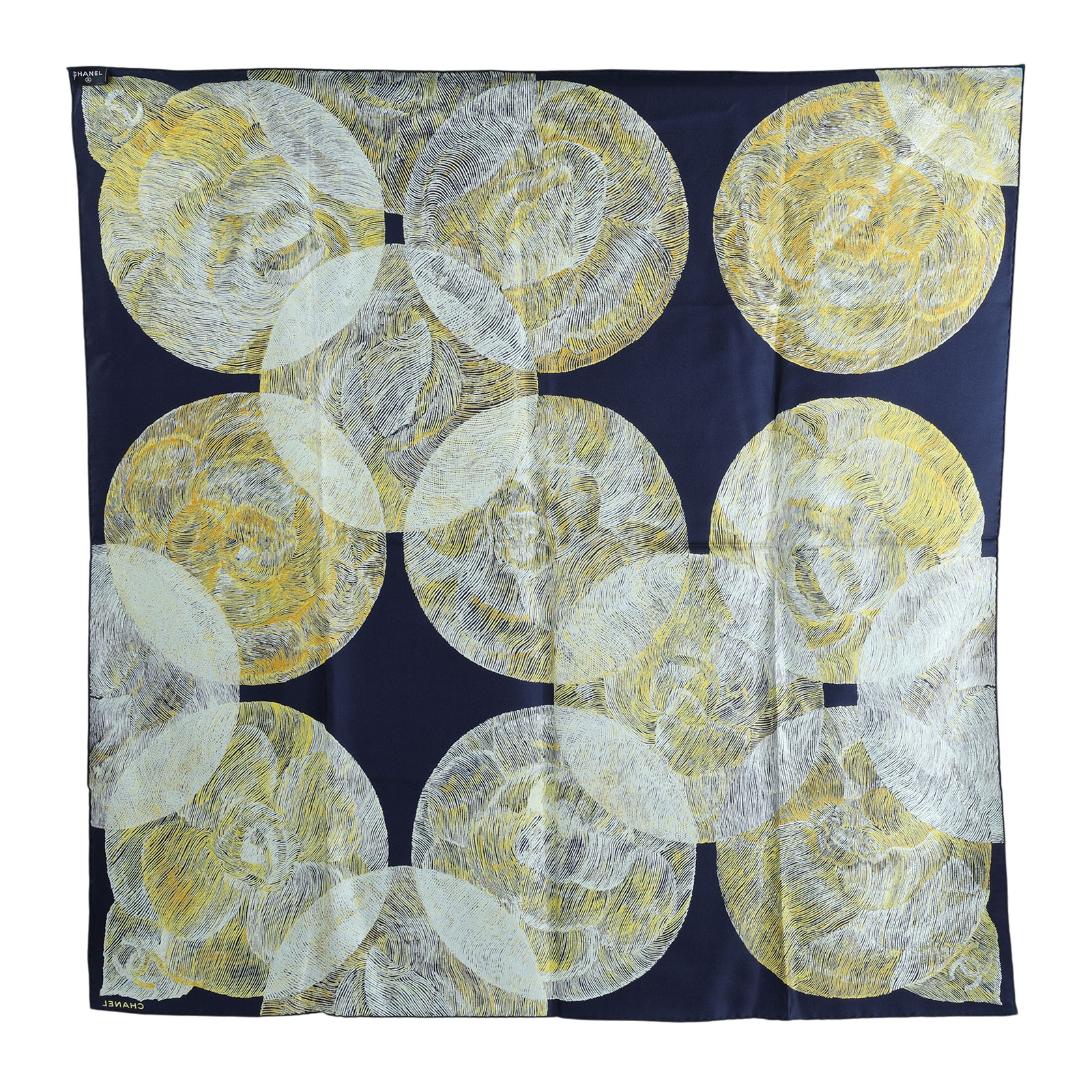 香奈兒 CHANEL VIC禮 方巾  藍黃絲巾 原廠盒子
