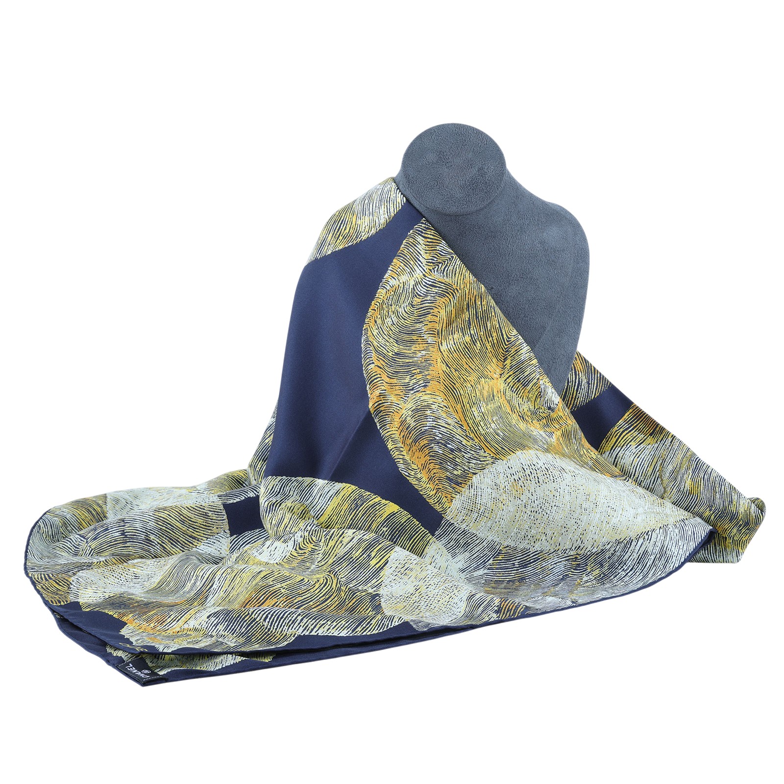 香奈兒 CHANEL VIC禮 方巾  藍黃絲巾 原廠盒子