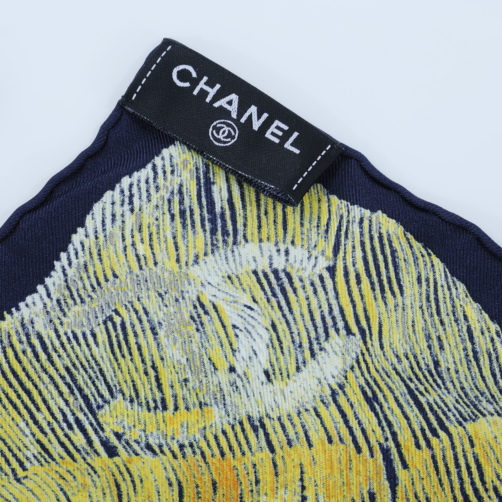 香奈兒 CHANEL VIC禮 方巾  藍黃絲巾 原廠盒子