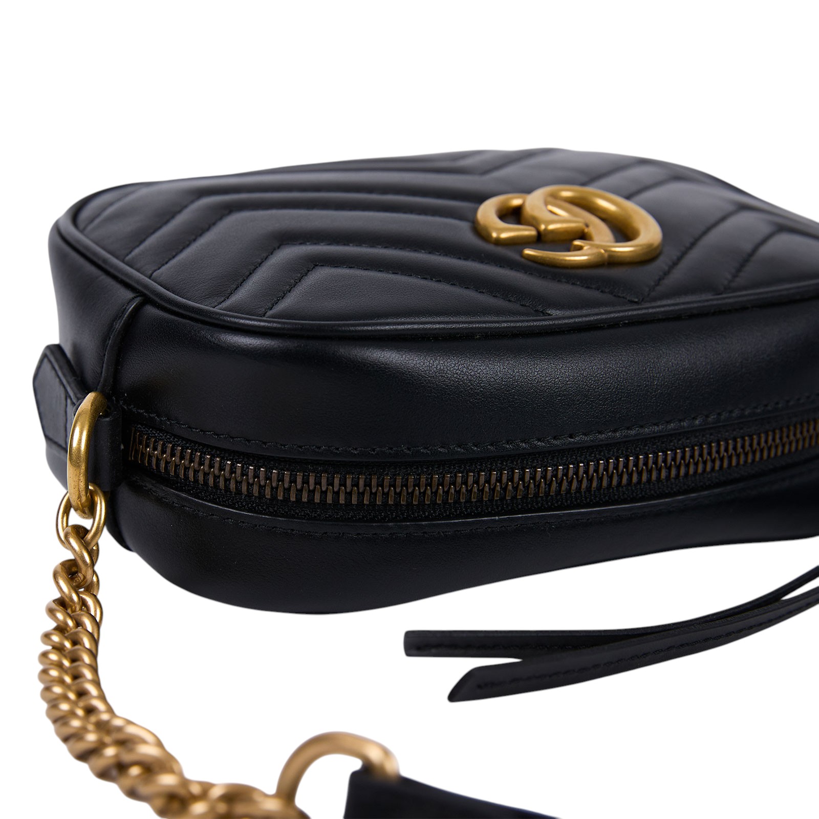 古馳 GUCCI Marmont 迷你袋 金色五金 448065 DTD1T 黑牛皮 GG Marmont 肩背包 無附屬品