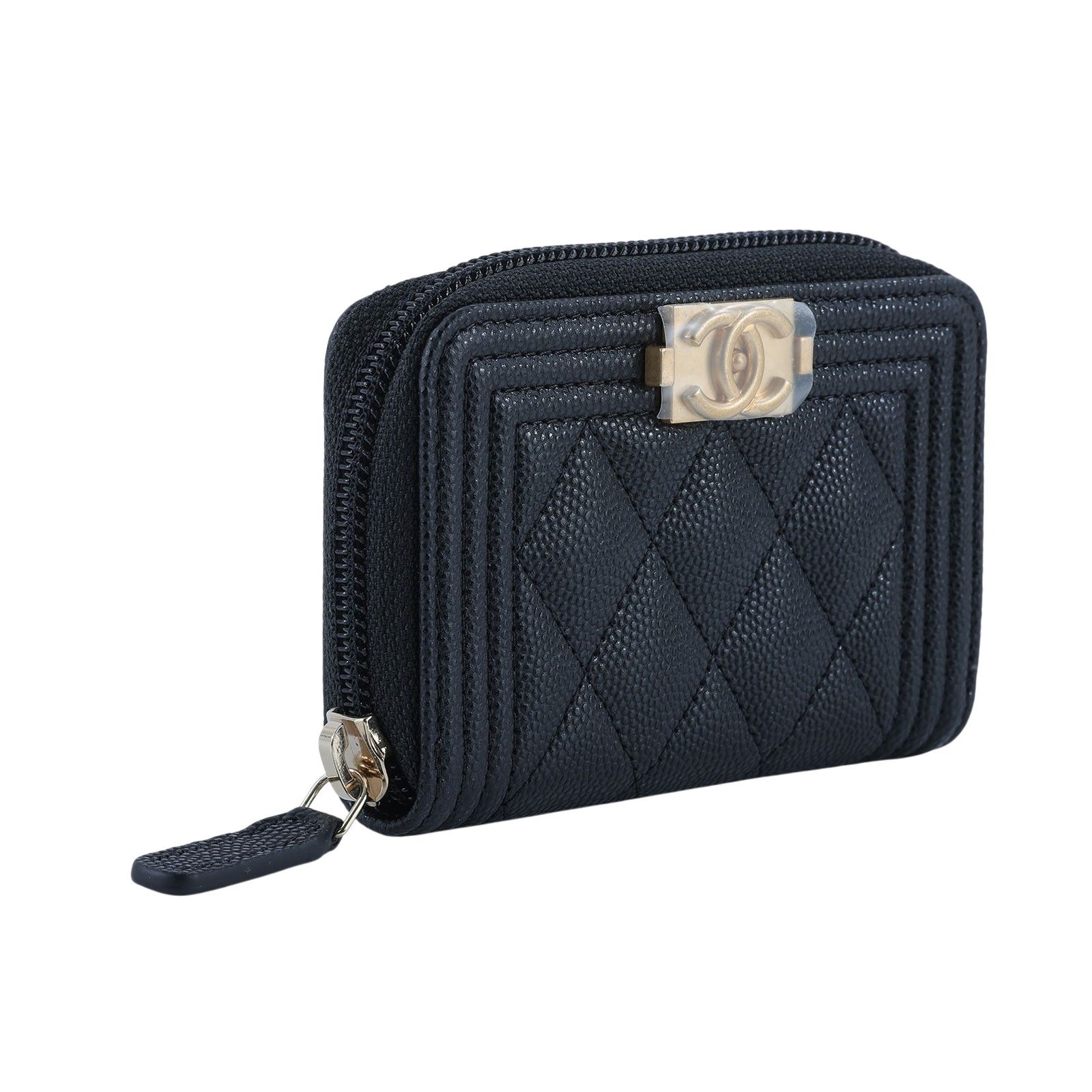 香奈兒 CHANEL BOY 拉鍊 零錢包 A80602 31開黑荔枝金釦BOY零錢包 原廠盒子/防塵袋/保證卡