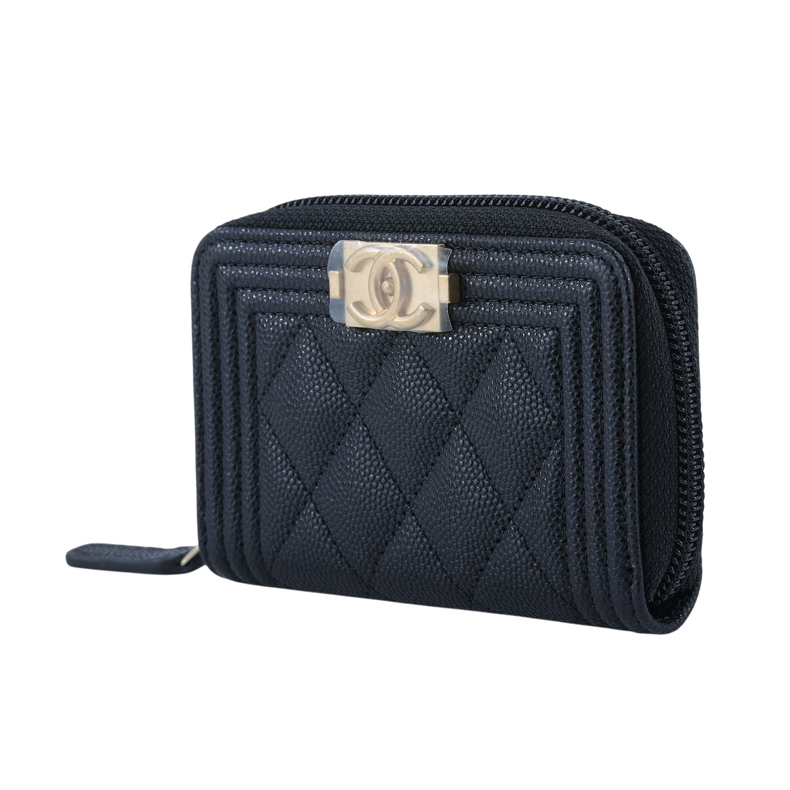 香奈兒 CHANEL BOY 拉鍊 零錢包 A80602 31開黑荔枝金釦BOY零錢包 原廠盒子/防塵袋/保證卡