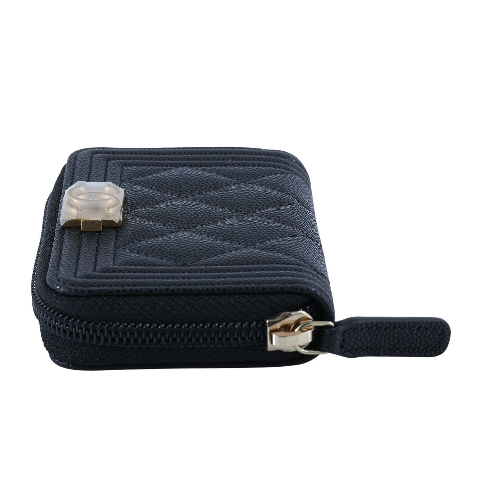 香奈兒 CHANEL BOY 拉鍊 零錢包 A80602 31開黑荔枝金釦BOY零錢包 原廠盒子/防塵袋/保證卡