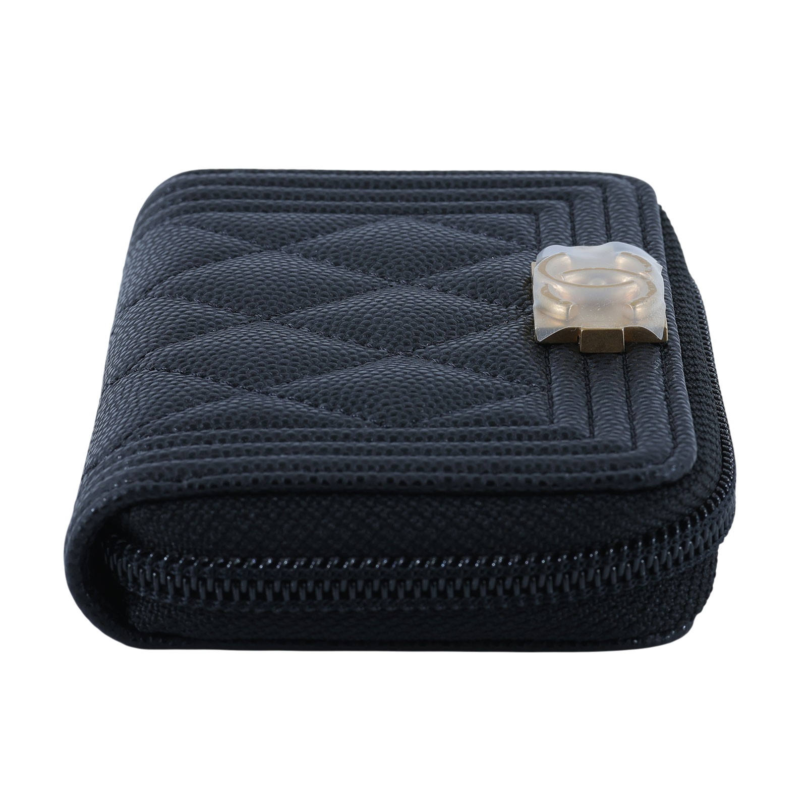 香奈兒 CHANEL BOY 拉鍊 零錢包 A80602 31開黑荔枝金釦BOY零錢包 原廠盒子/防塵袋/保證卡