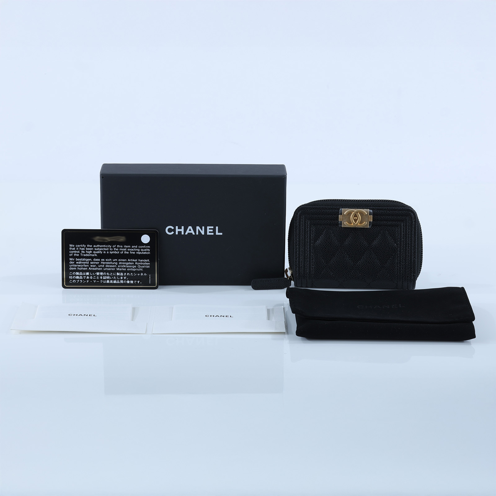 香奈兒 CHANEL BOY 拉鍊 零錢包 A80602 31開黑荔枝金釦BOY零錢包 原廠盒子/防塵袋/保證卡