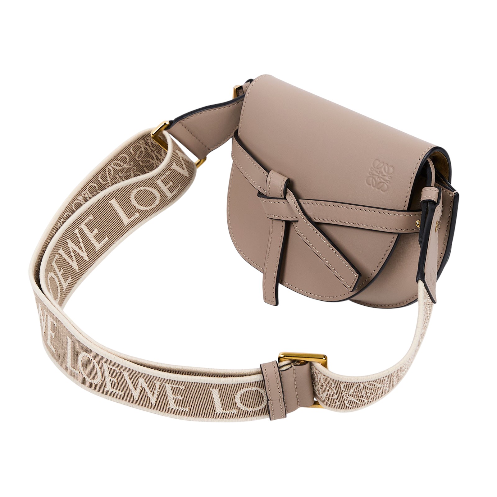 羅意威 LOEWE Mini Gate Dual bag 迷你 小牛皮 肩背包 帆布背帶 A650N46X13 沙色GATE MINI背帶款 防塵袋