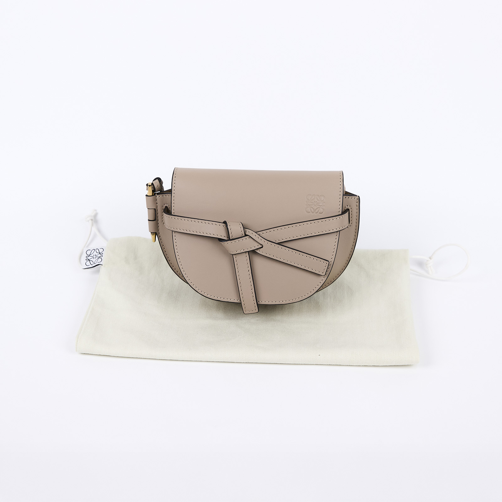 羅意威 LOEWE Mini Gate Dual bag 迷你 小牛皮 肩背包 帆布背帶 A650N46X13 沙色GATE MINI背帶款 防塵袋
