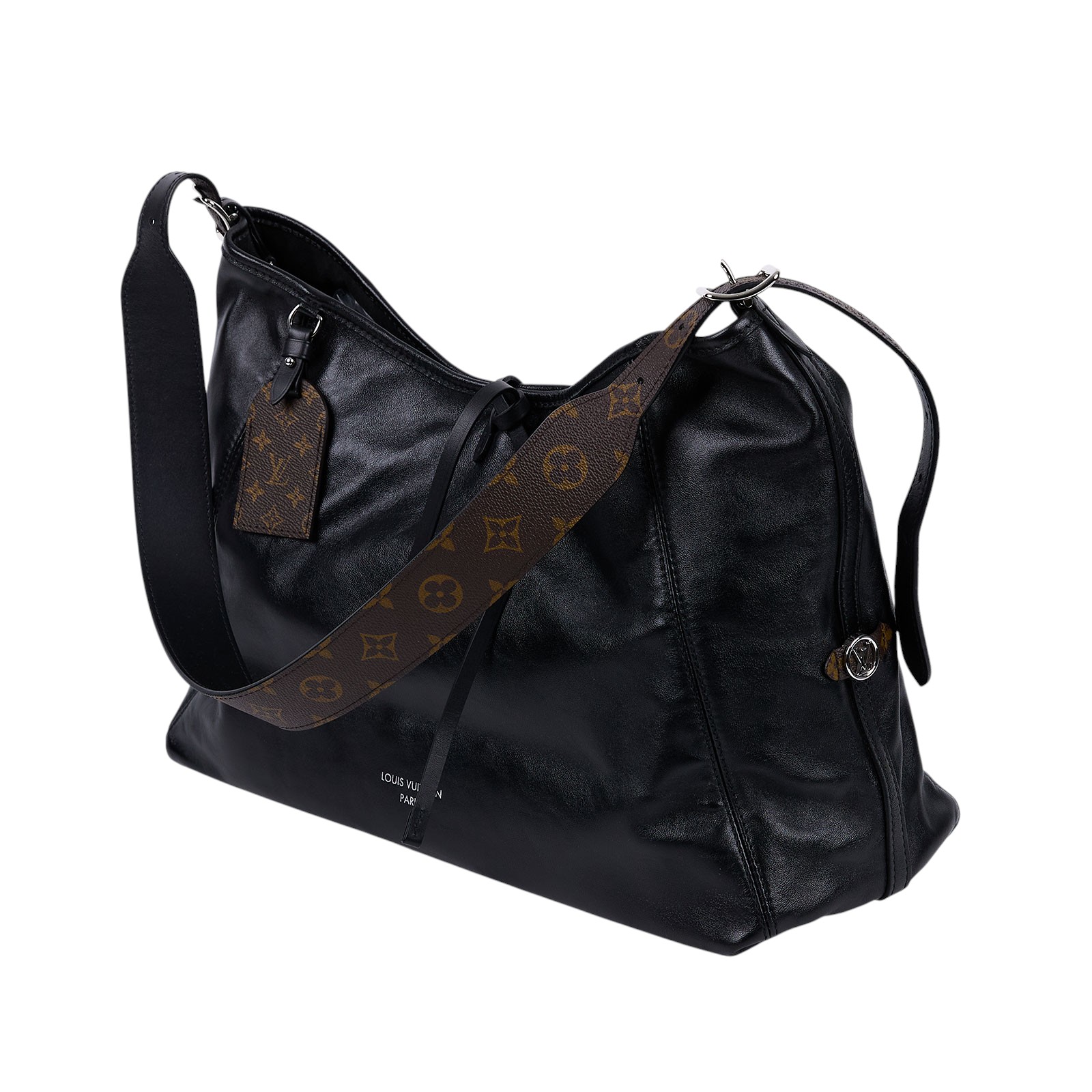 路易威登 LOUIS VUITTON CarryAll Vibe MM 手提 肩背包 黑色 M25143 晶片款  防塵袋/內袋