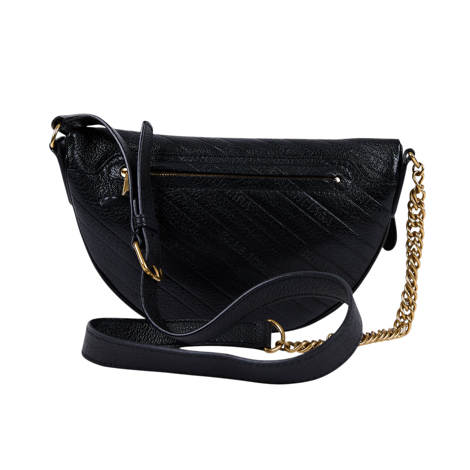 巴黎世家 BALENCIAGA Souvenirs XXS 腰包 胸包 565510AQ4CM 黑金斜紋小腰包 防塵袋