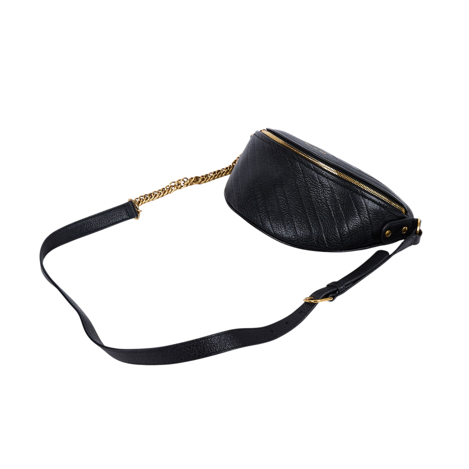 巴黎世家 BALENCIAGA Souvenirs XXS 腰包 胸包 565510AQ4CM 黑金斜紋小腰包 防塵袋