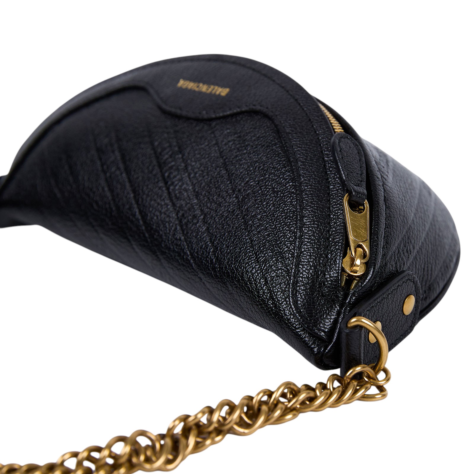 巴黎世家 BALENCIAGA Souvenirs XXS 腰包 胸包 565510AQ4CM 黑金斜紋小腰包 防塵袋