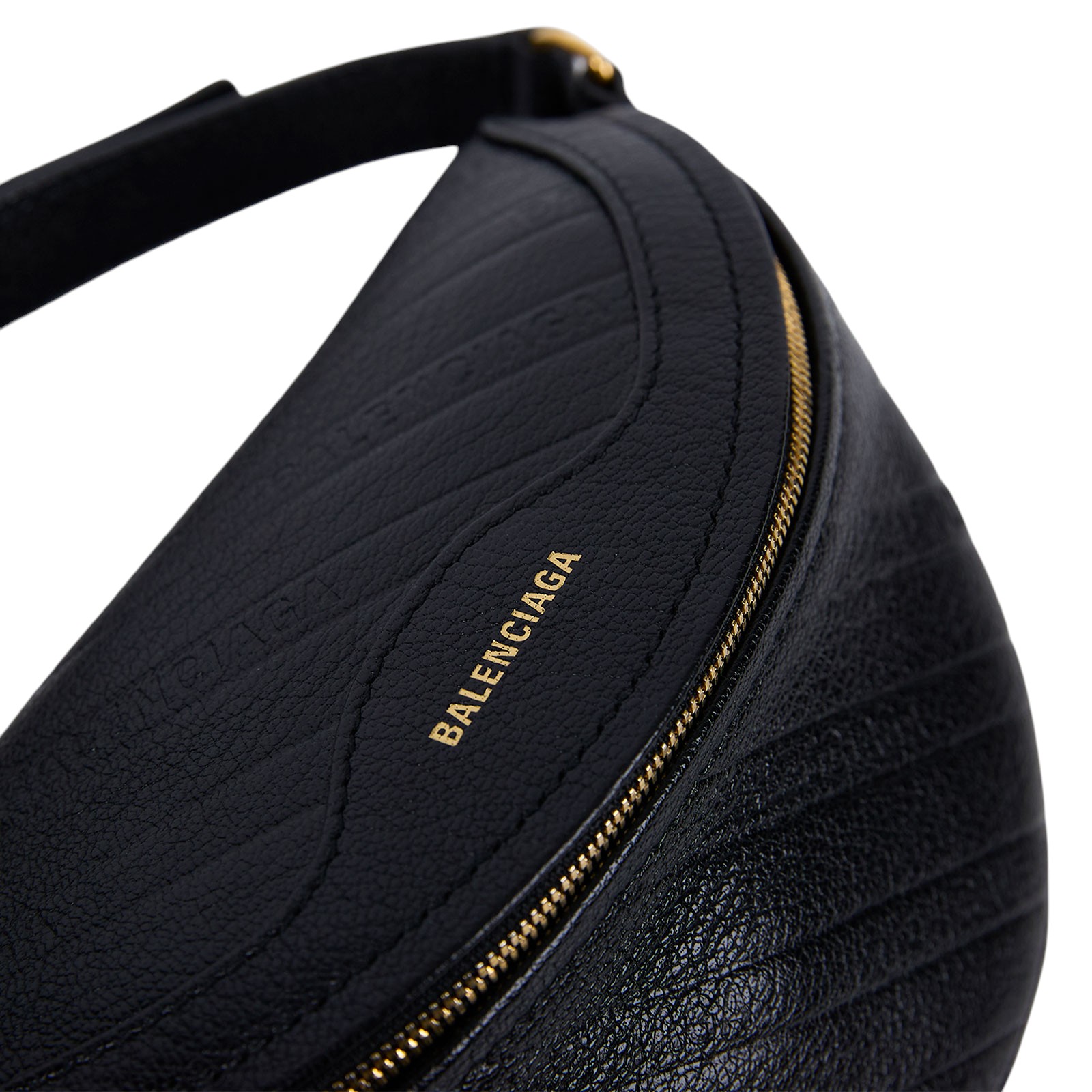 巴黎世家 BALENCIAGA Souvenirs XXS 腰包 胸包 565510AQ4CM 黑金斜紋小腰包 防塵袋