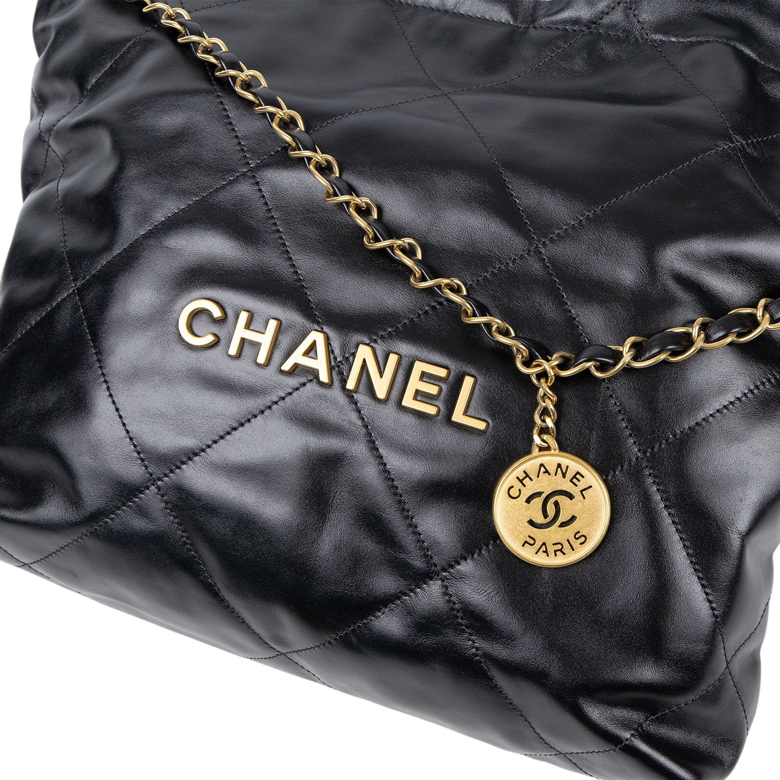 香奈兒 CHANEL 22 小型 束口包 AS3260 晶片款 黑金22包 防塵袋