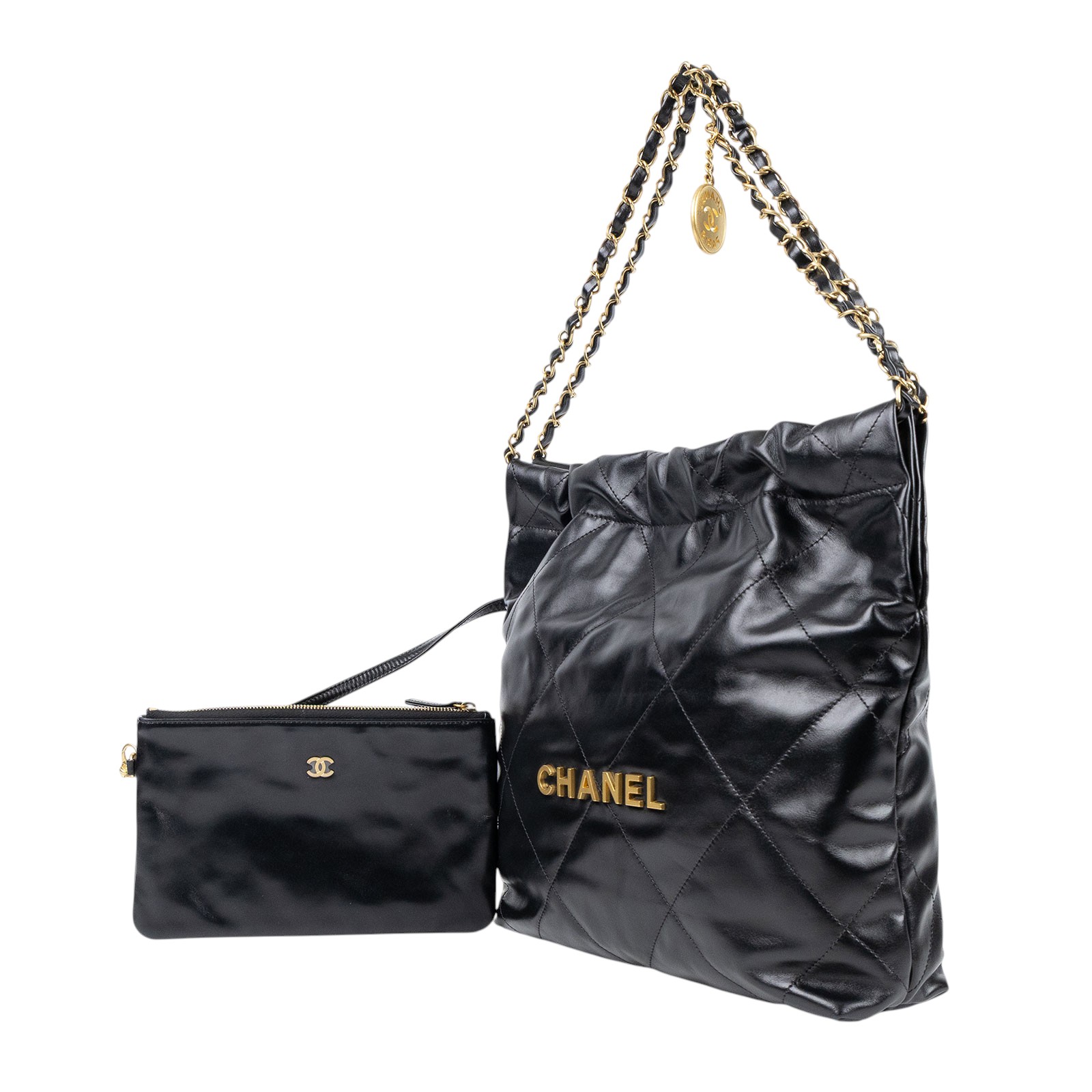 香奈兒 CHANEL 22 小型 束口包 AS3260 晶片款 黑金22包 防塵袋