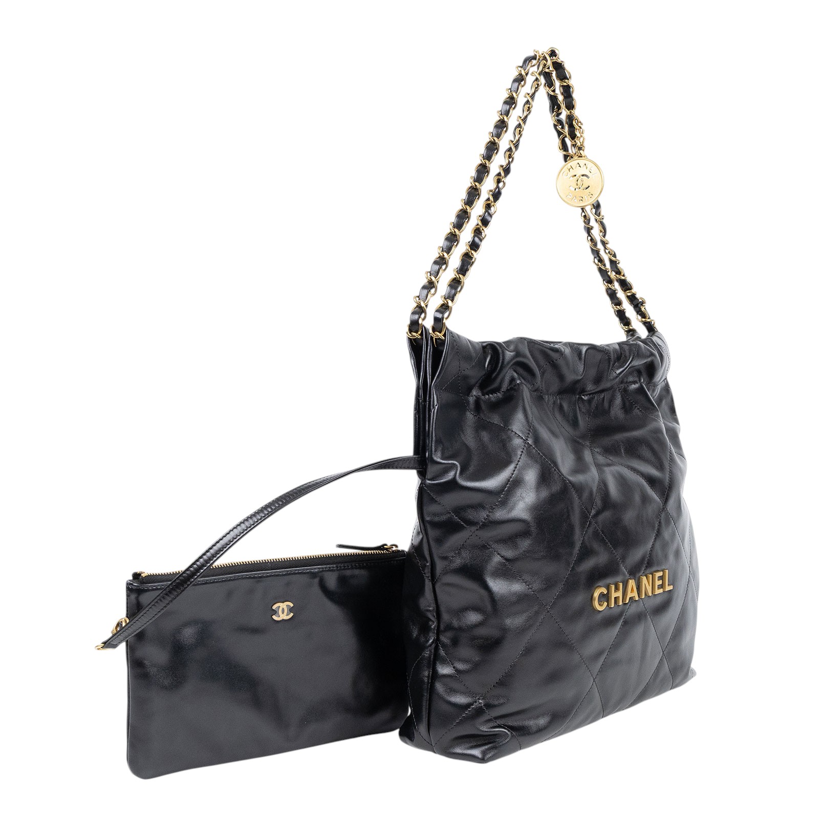 香奈兒 CHANEL 22 小型 束口包 AS3260 晶片款 黑金22包 防塵袋