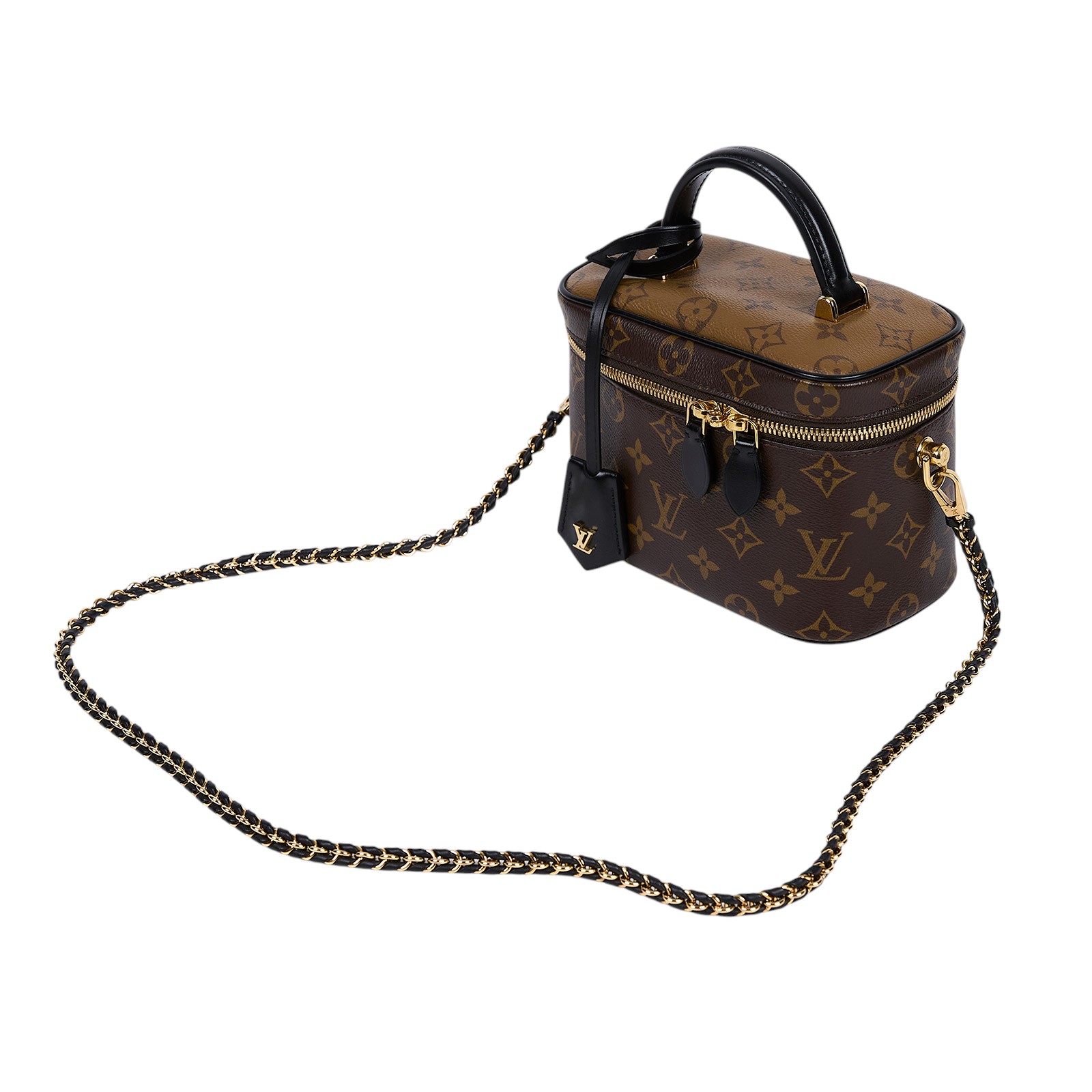 路易威登 LOUIS VUITTON Vanity PM 手提 斜背 化妝箱 M45165 晶片款 棕原花 Vanity PM 兩用包 防塵袋/購買證明/鎖組