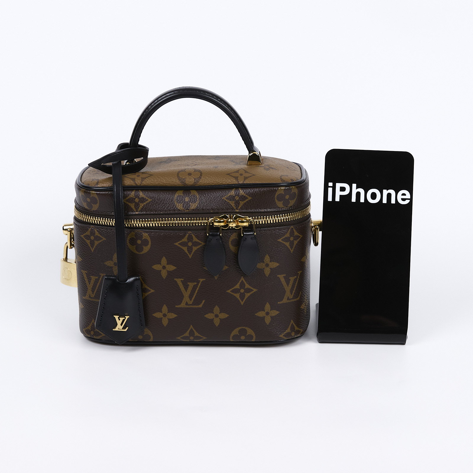 路易威登 LOUIS VUITTON Vanity PM 手提 斜背 化妝箱 M45165 晶片款 棕原花 Vanity PM 兩用包 防塵袋/購買證明/鎖組
