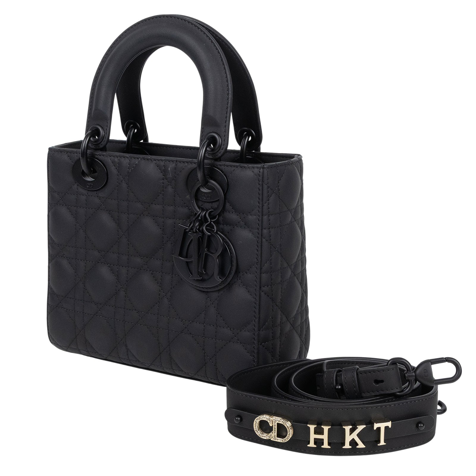 迪奧 CHRISTIAN DIOR Lady Dior My ABCDior 小型 肩背 手提包 羊皮 M0538SLOI  原廠盒子/背帶/購買證明/飾品字母/保證卡