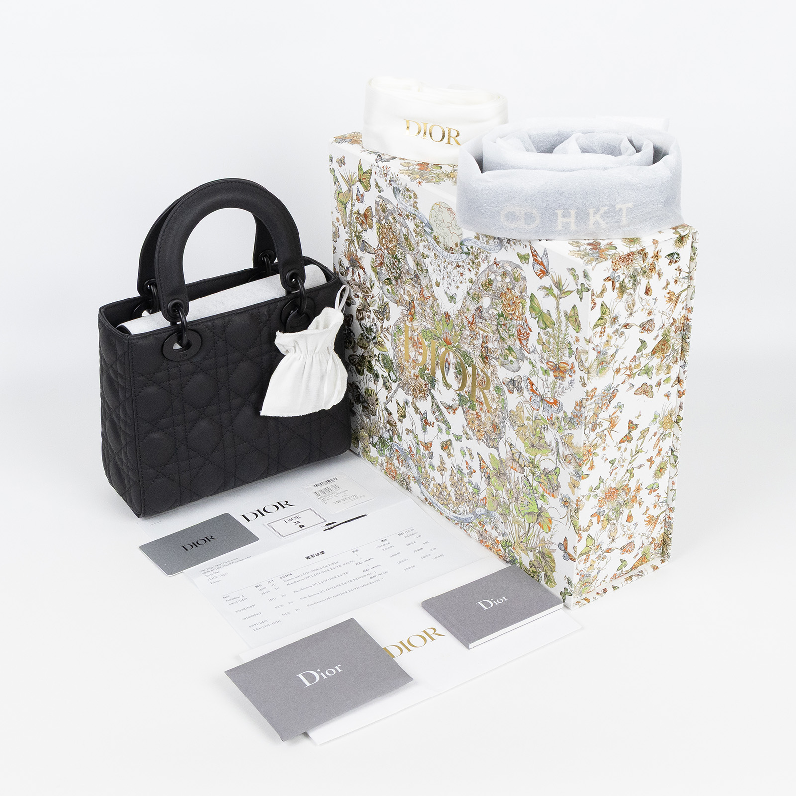 迪奧 CHRISTIAN DIOR Lady Dior My ABCDior 小型 肩背 手提包 羊皮 M0538SLOI  原廠盒子/背帶/購買證明/飾品字母/保證卡