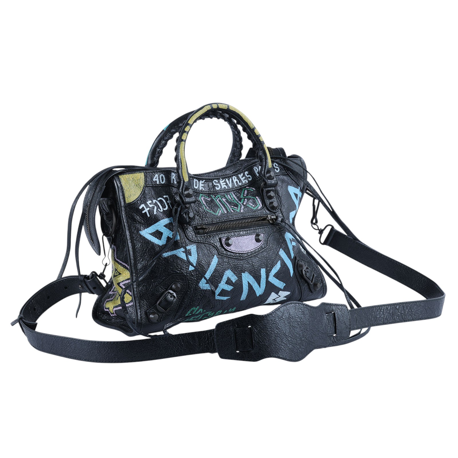 巴黎世家 BALENCIAGA CLassic City S 機車包 4316210FE1T 黑彩色塗鴉機車包 無附屬品