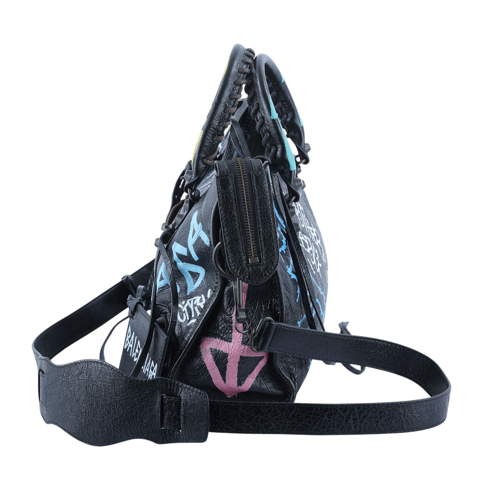 巴黎世家 BALENCIAGA CLassic City S 機車包 4316210FE1T 黑彩色塗鴉機車包 無附屬品