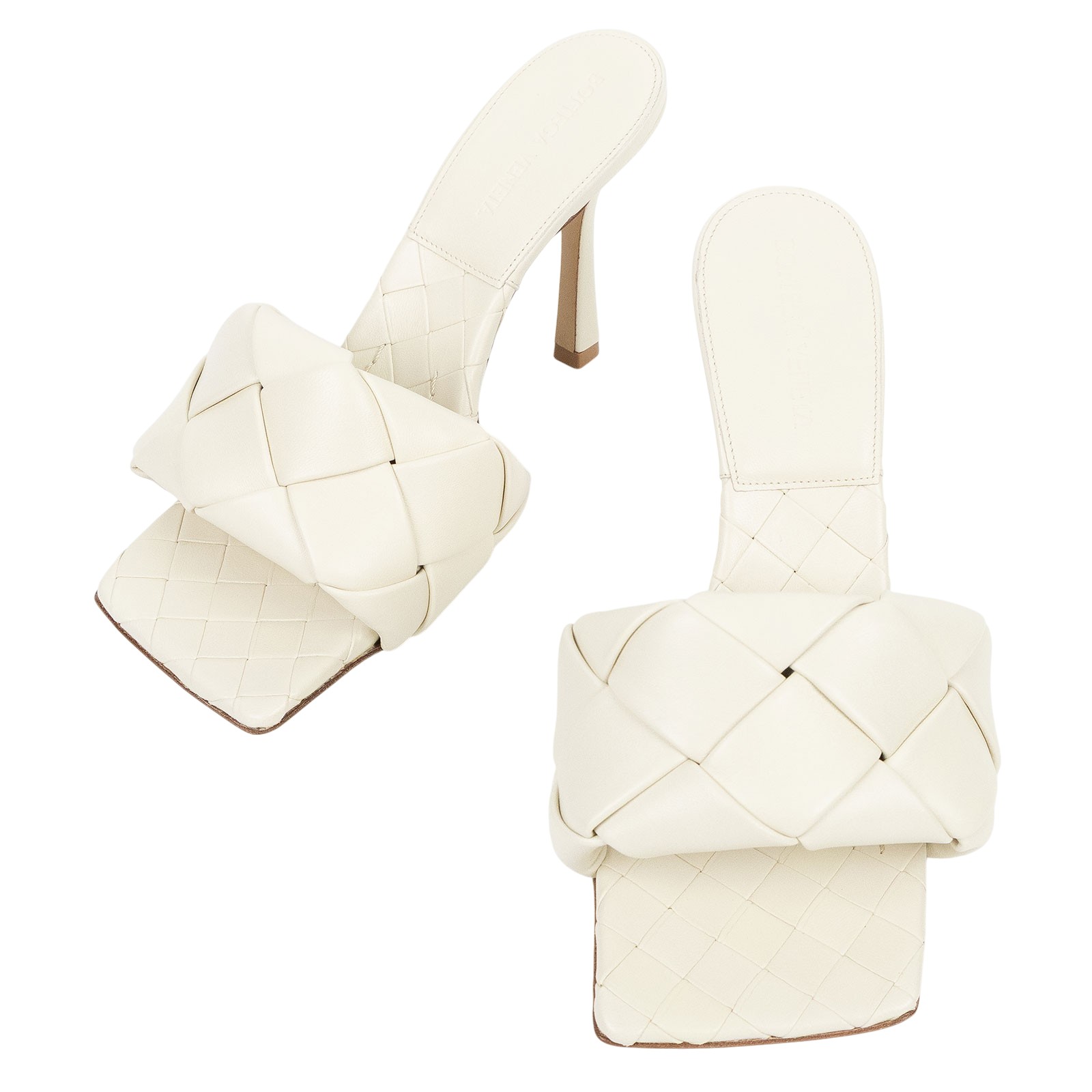 寶緹嘉 BOTTEGA VENETA Maxi Intrecciato 編織 涼鞋  米編織LIDO 跟鞋 原廠盒子/防塵袋