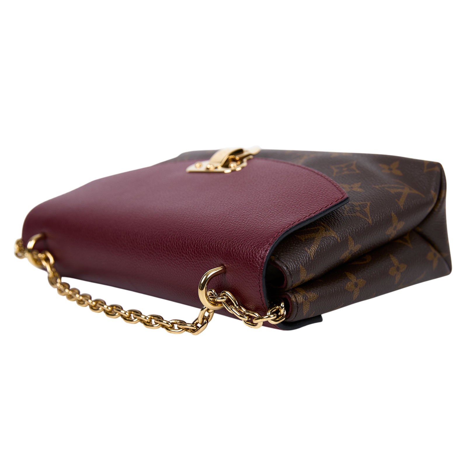 路易威登 LOUIS VUITTON Saint Placide 鍊條包 M43715 晶片款 原花拚紅牛皮金扣Sanit Placide斜背鍊包 防塵袋