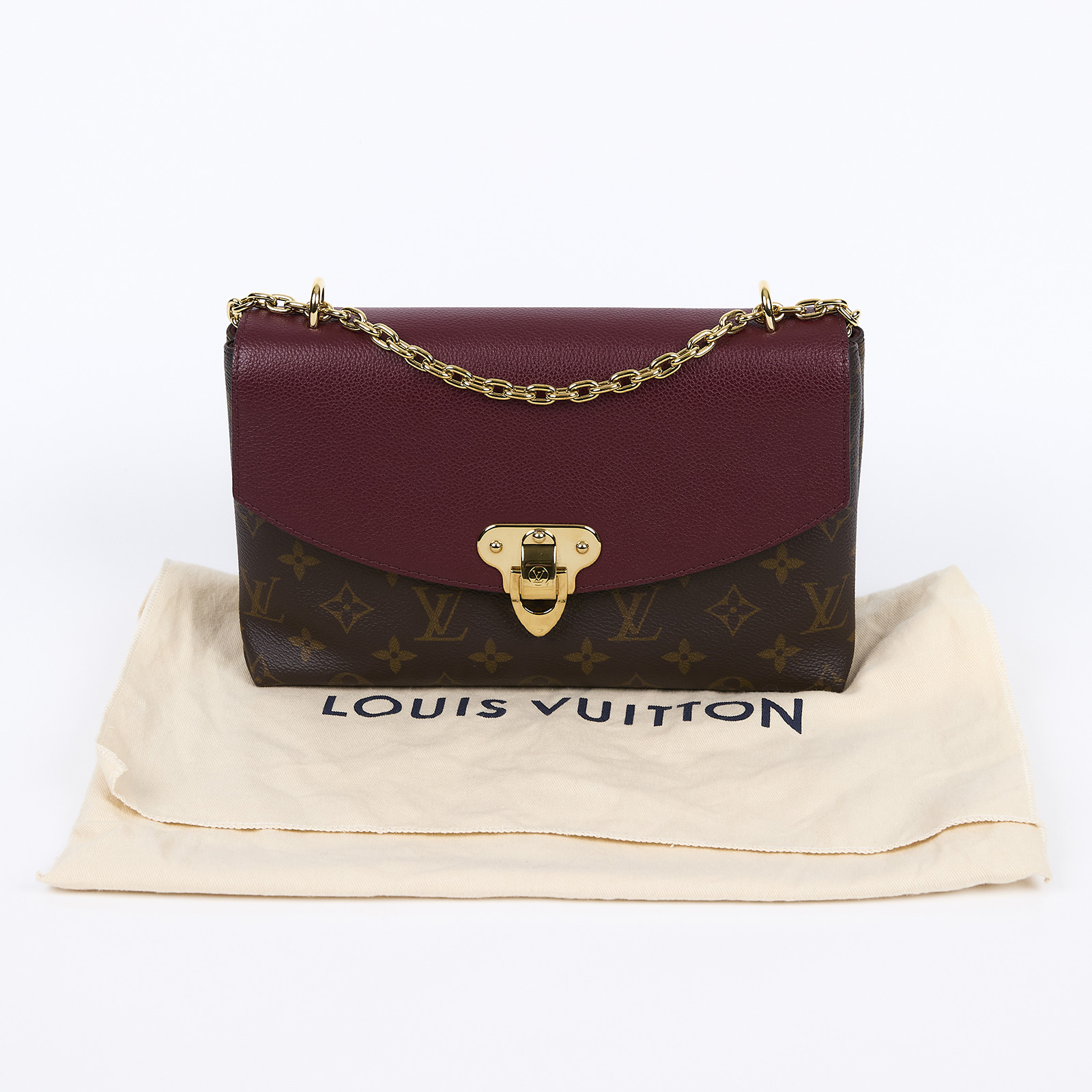 路易威登 LOUIS VUITTON Saint Placide 鍊條包 M43715 晶片款 原花拚紅牛皮金扣Sanit Placide斜背鍊包 防塵袋