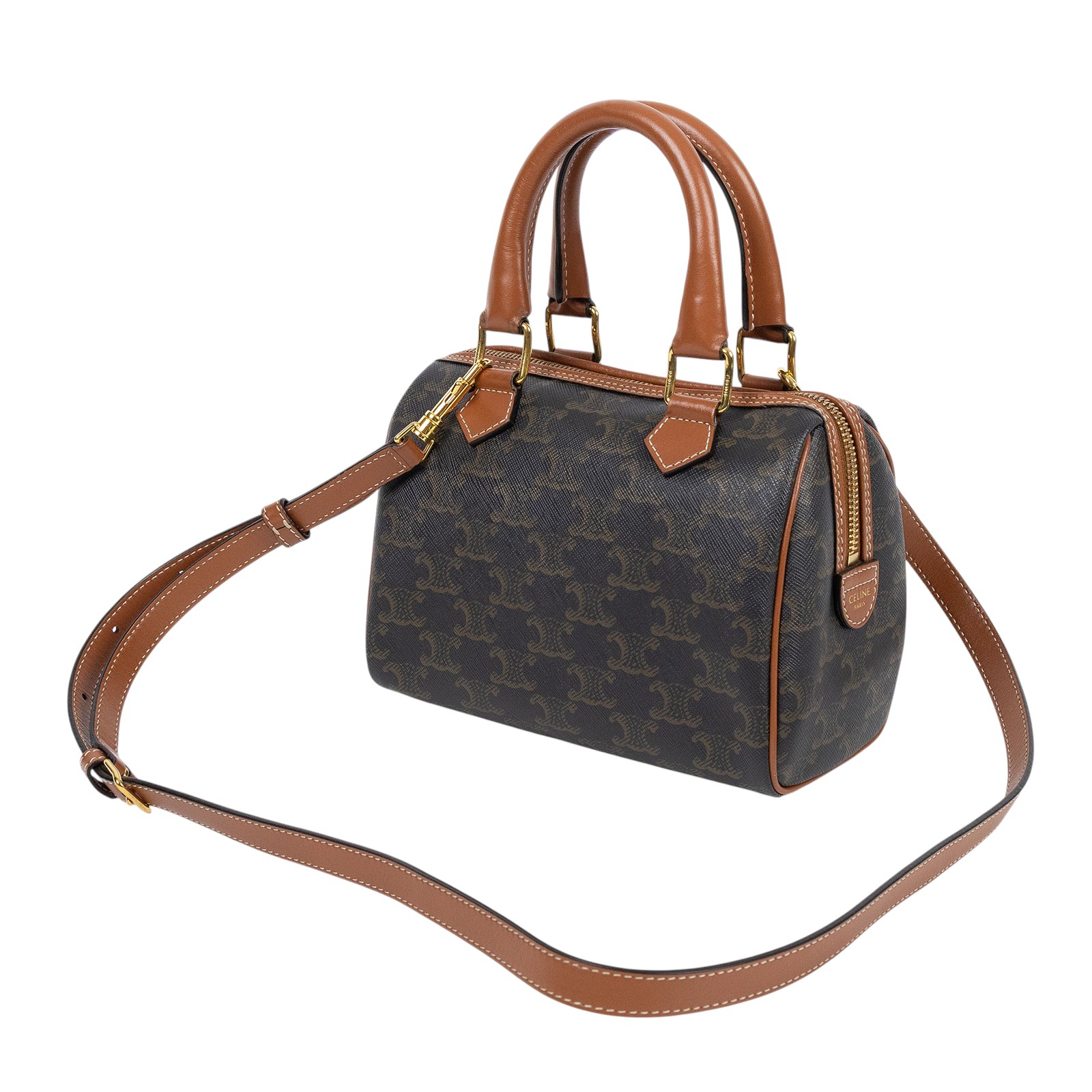 思琳 CELINE 標誌印花 波士頓包 小型 113772CAS 棕凱旋波士頓包 小號 無附屬品