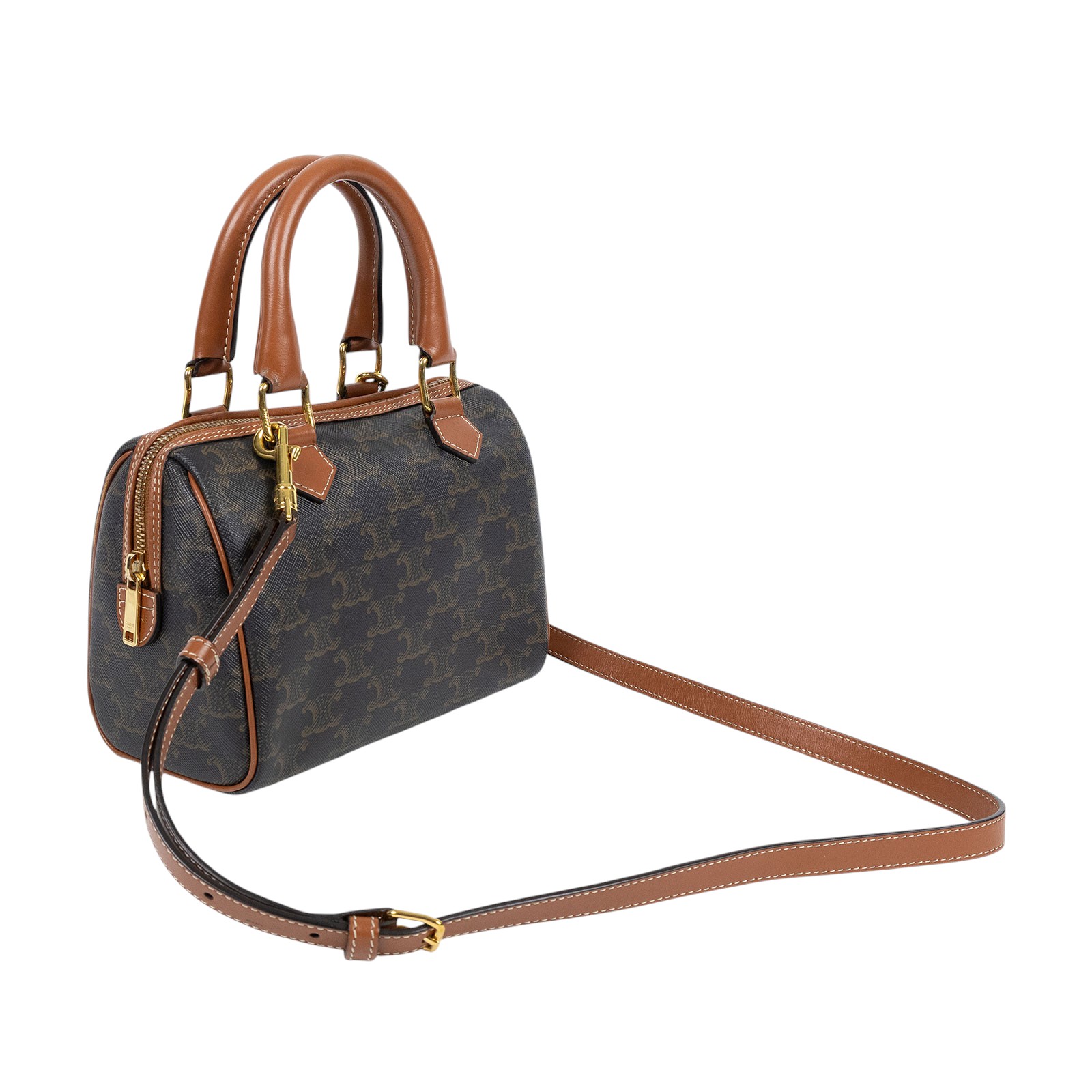 思琳 CELINE 標誌印花 波士頓包 小型 113772CAS 棕凱旋波士頓包 小號 無附屬品