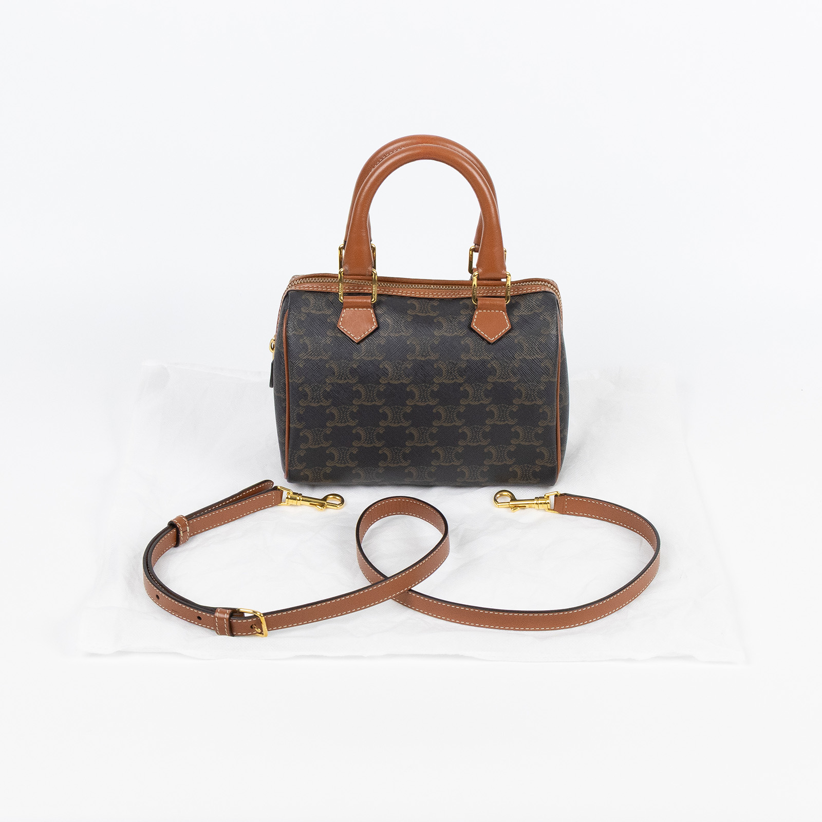 思琳 CELINE 標誌印花 波士頓包 小型 113772CAS 棕凱旋波士頓包 小號 無附屬品