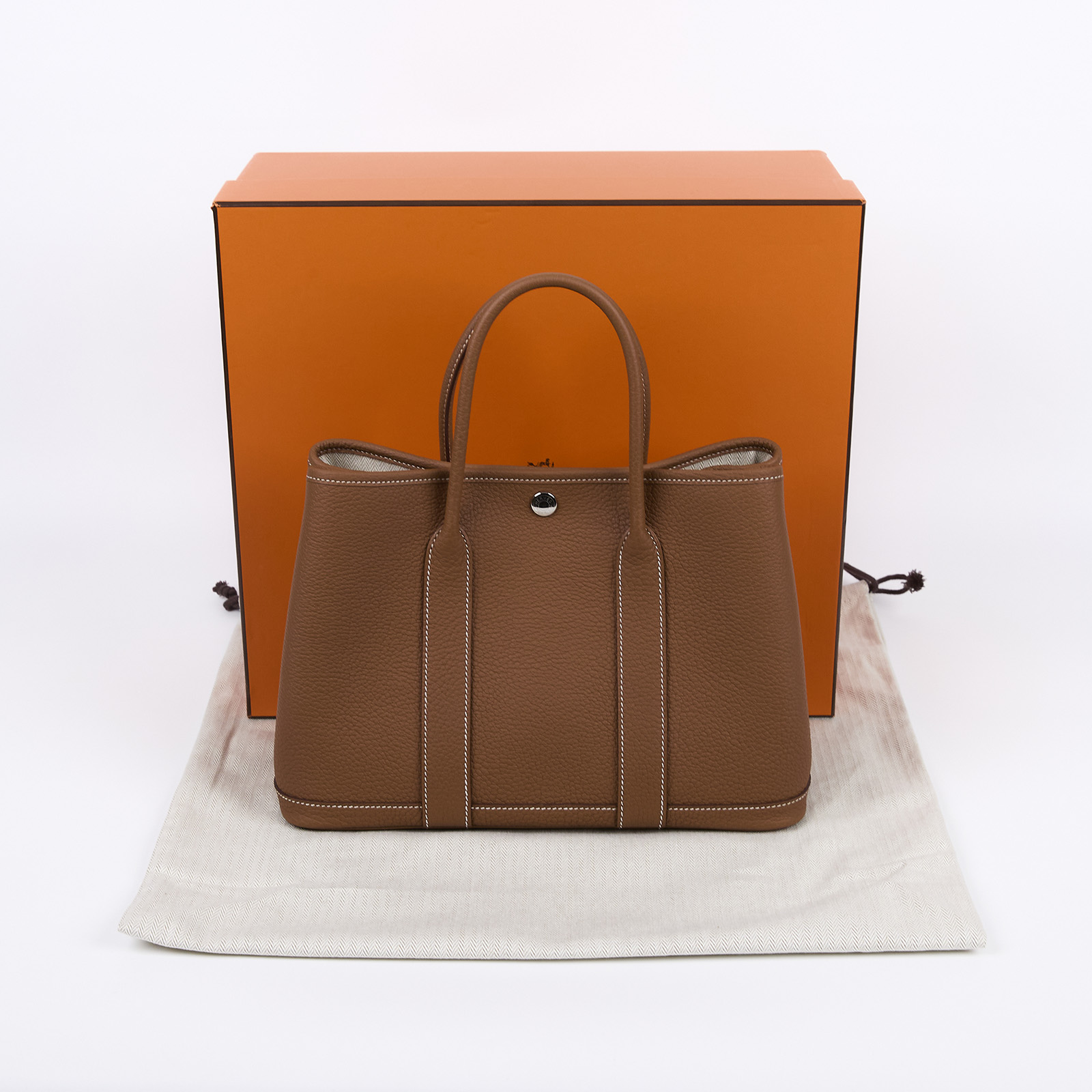 愛馬仕 Hermes Garden Party 花園派對包 30 銀色五金 金棕 H051568CK37 /W刻 金棕GP30 原廠盒子/防塵袋