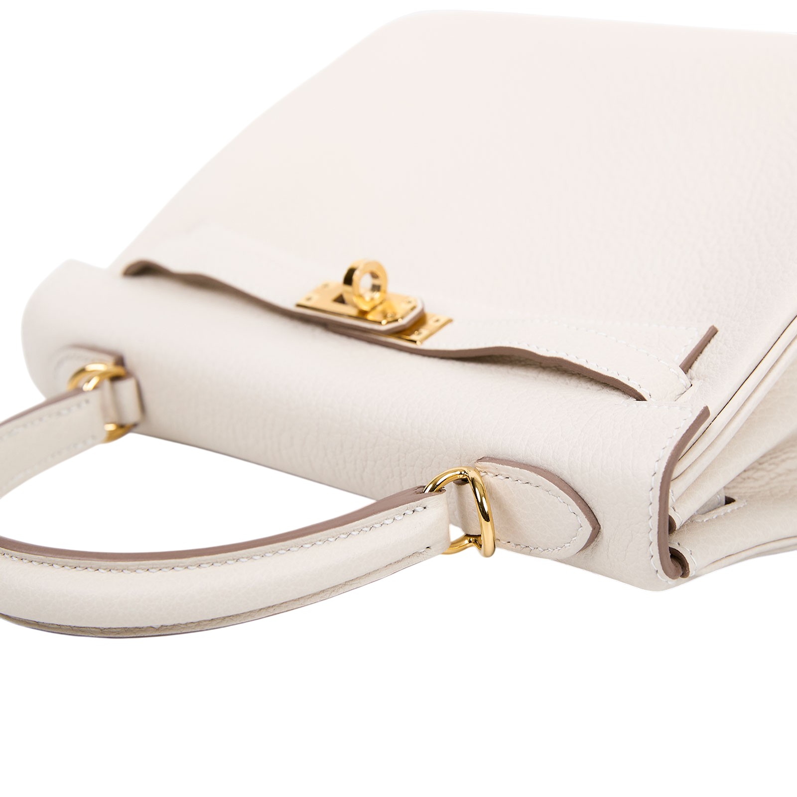 愛馬仕 Hermes Kelly Bag 凱莉包 25 KL25 K刻 奶昔白金釦KELLY25 原廠盒子/防塵袋/鎖組/背帶