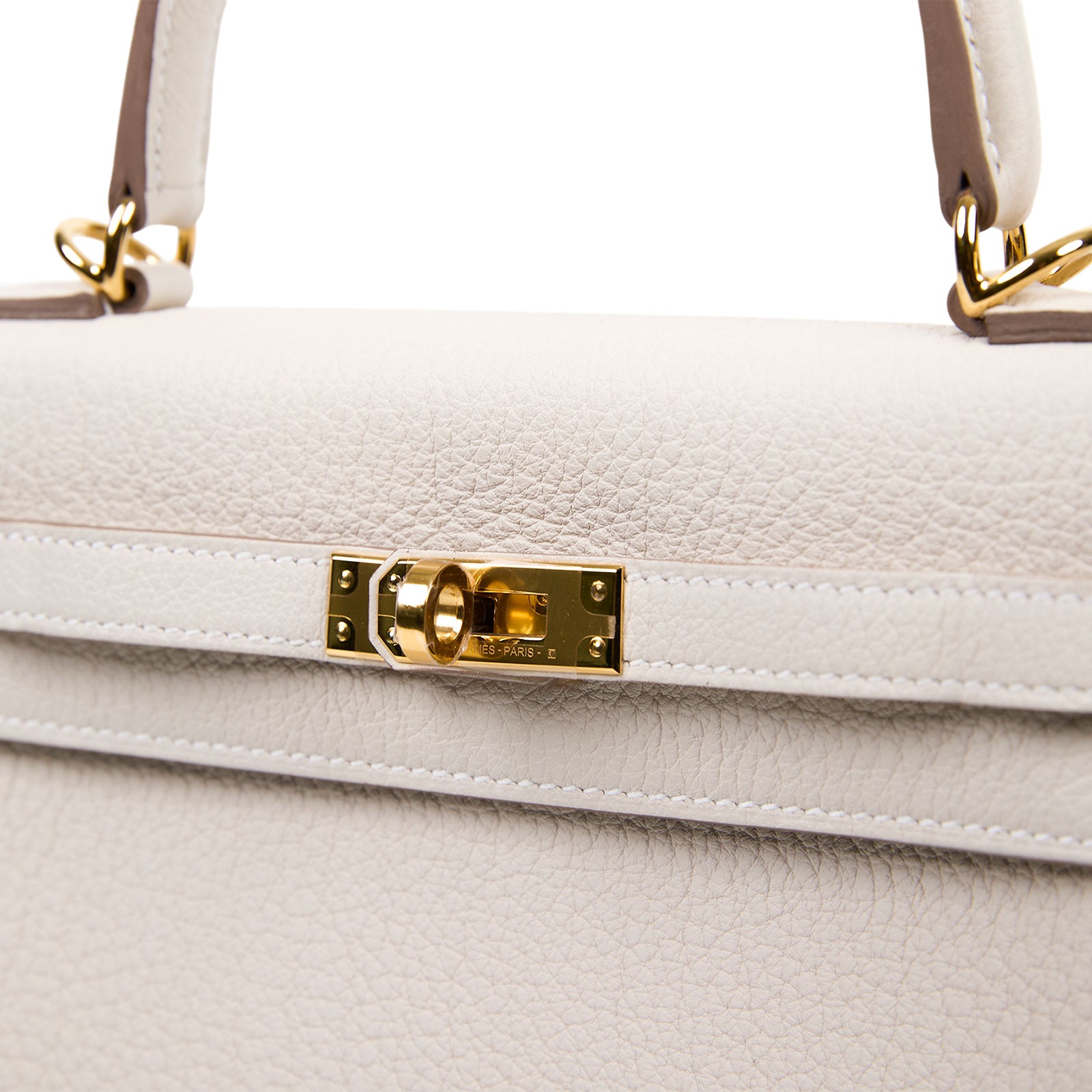 愛馬仕 Hermes Kelly Bag 凱莉包 25 KL25 K刻 奶昔白金釦KELLY25 原廠盒子/防塵袋/鎖組/背帶