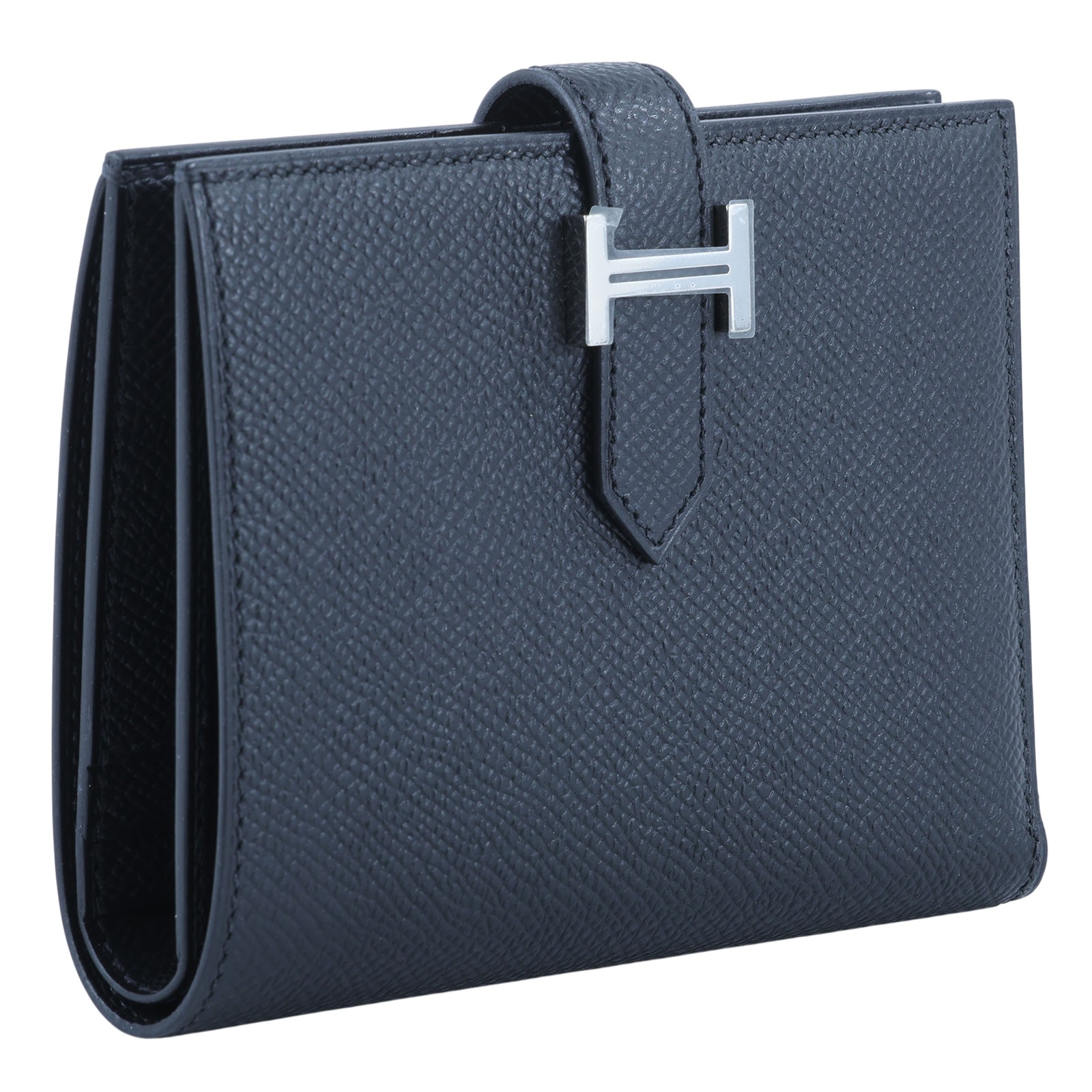 愛馬仕 Hermes Bearn 短夾 BEARN W刻 黑銀Bearn短夾 原廠盒子