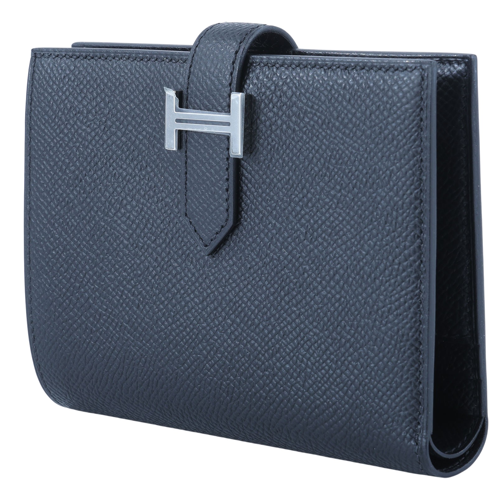 愛馬仕 Hermes Bearn 短夾 BEARN W刻 黑銀Bearn短夾 原廠盒子