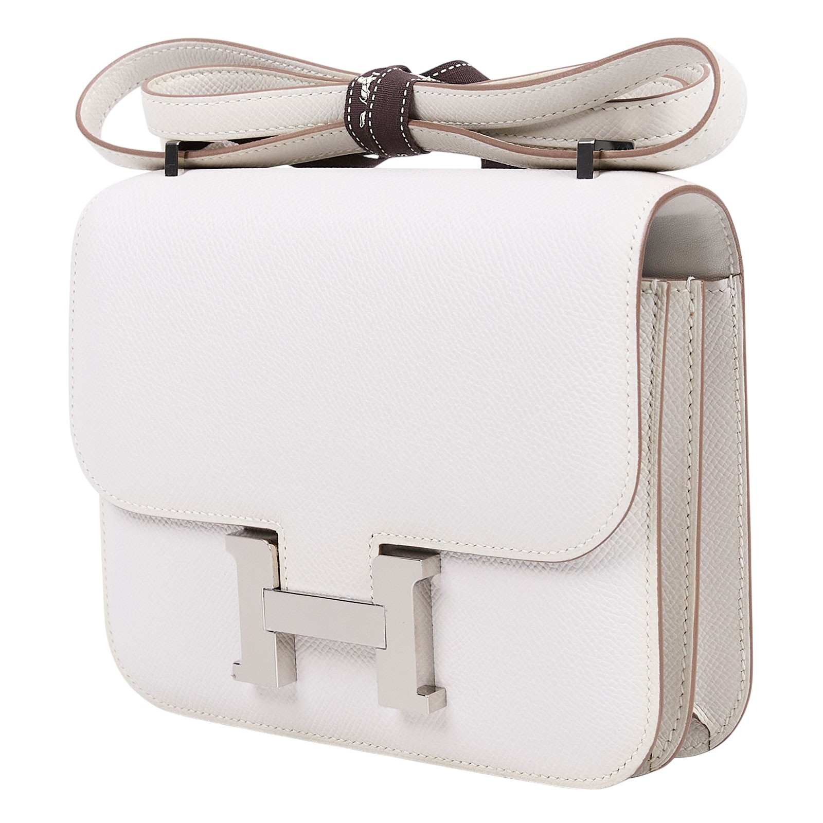 愛馬仕 Hermes Constance Bag 康康包 MIni 18  銀色五金 奶灰色 H083905CKM4 /B刻  原廠盒子/防塵袋/購買證明影本