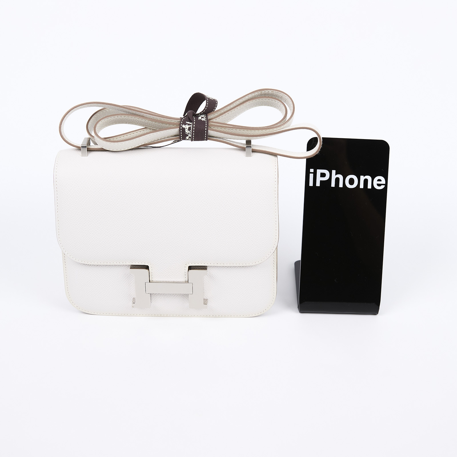 愛馬仕 Hermes Constance Bag 康康包 MIni 18  銀色五金 奶灰色 H083905CKM4 /B刻  原廠盒子/防塵袋/購買證明影本