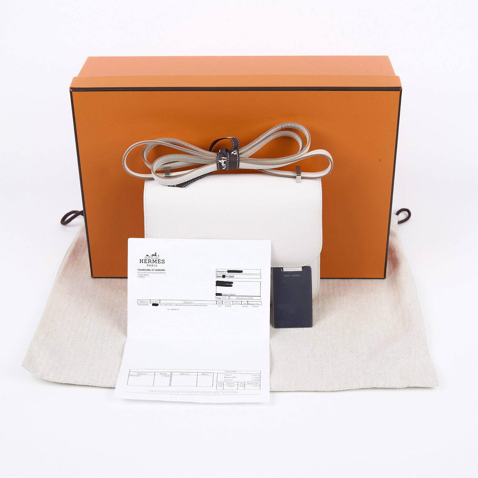 愛馬仕 Hermes Constance Bag 康康包 MIni 18  銀色五金 奶灰色 H083905CKM4 /B刻  原廠盒子/防塵袋/購買證明影本