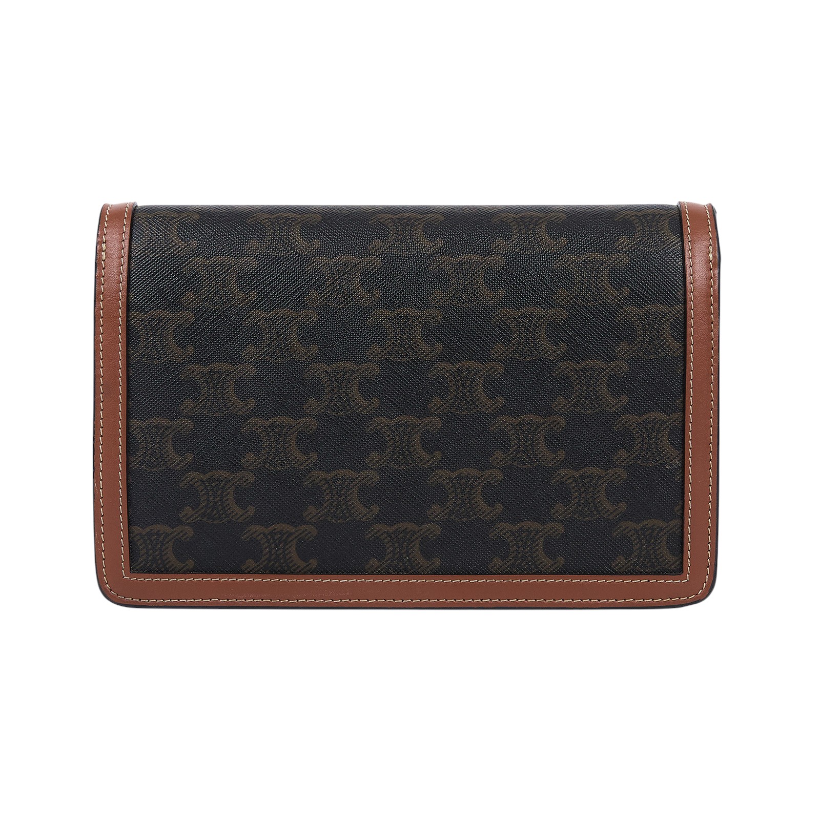 思琳 CELINE Margo 標誌印花 飾鍊錢包 10L462DQB 黃褐色凱旋門帆布MARGO WOC 防塵袋/購買證明