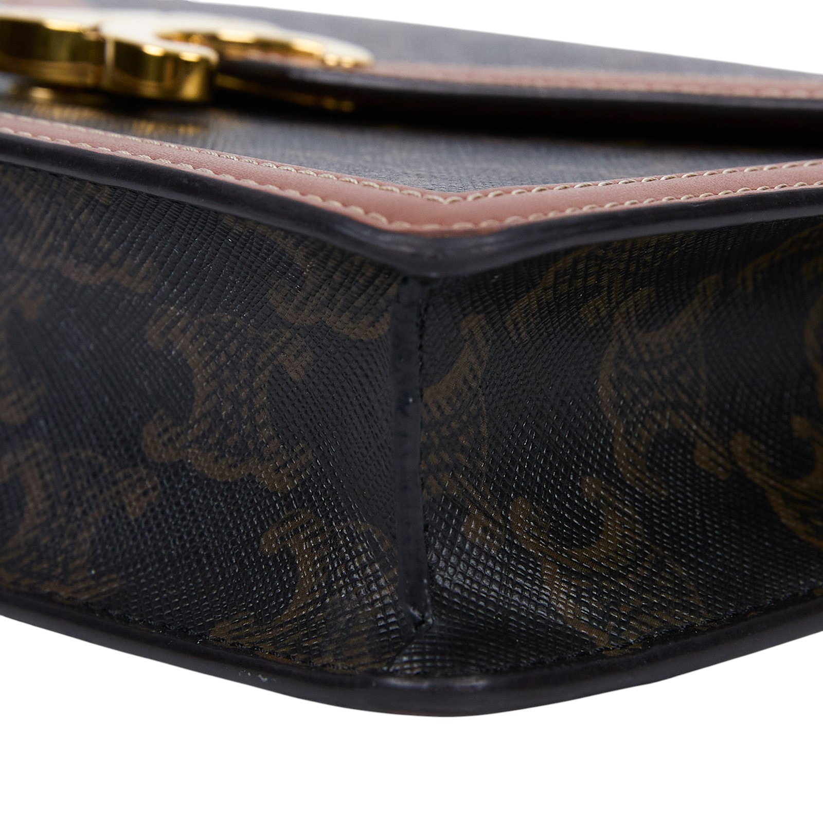 思琳 CELINE Margo 標誌印花 飾鍊錢包 10L462DQB 黃褐色凱旋門帆布MARGO WOC 防塵袋/購買證明