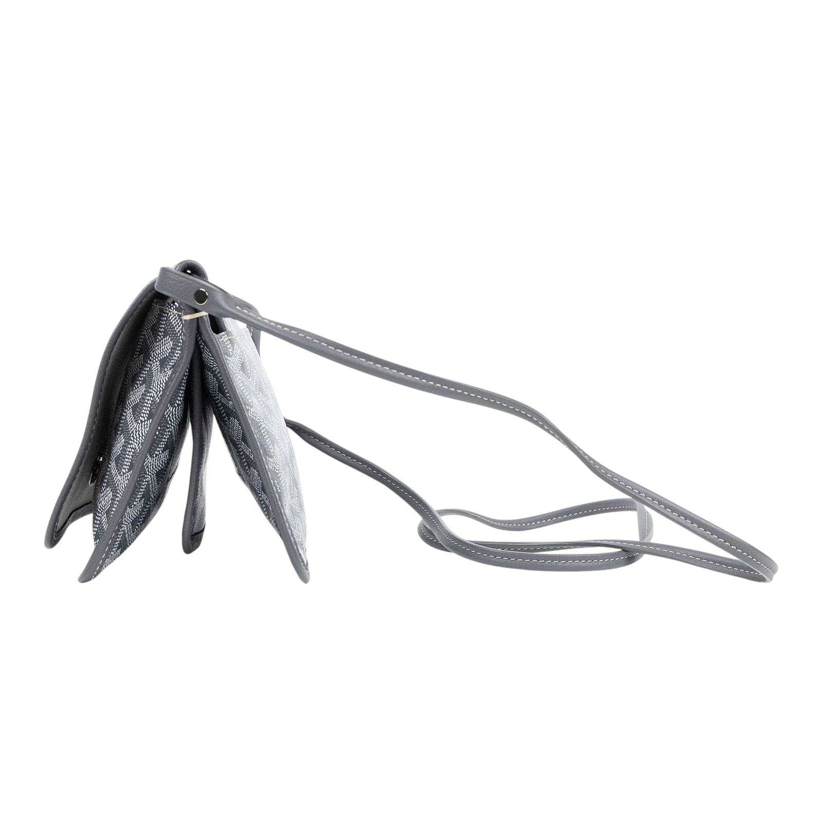 高雅德 GOYARD Plumet Pocket Wallet 肩背 隨身錢包 PLUMETPMLTY 灰PLUMET 購買證明