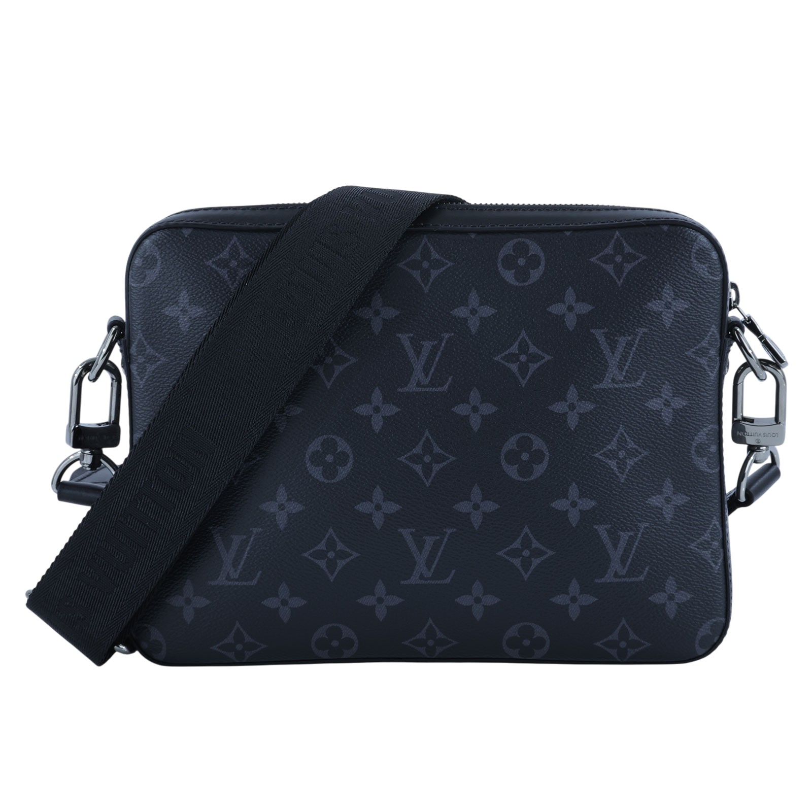 路易威登 LOUIS VUITTON Trio 郵差包 Eclipse帆布 黑色 灰色 M69443 晶片款  原廠盒子/防塵袋/內袋