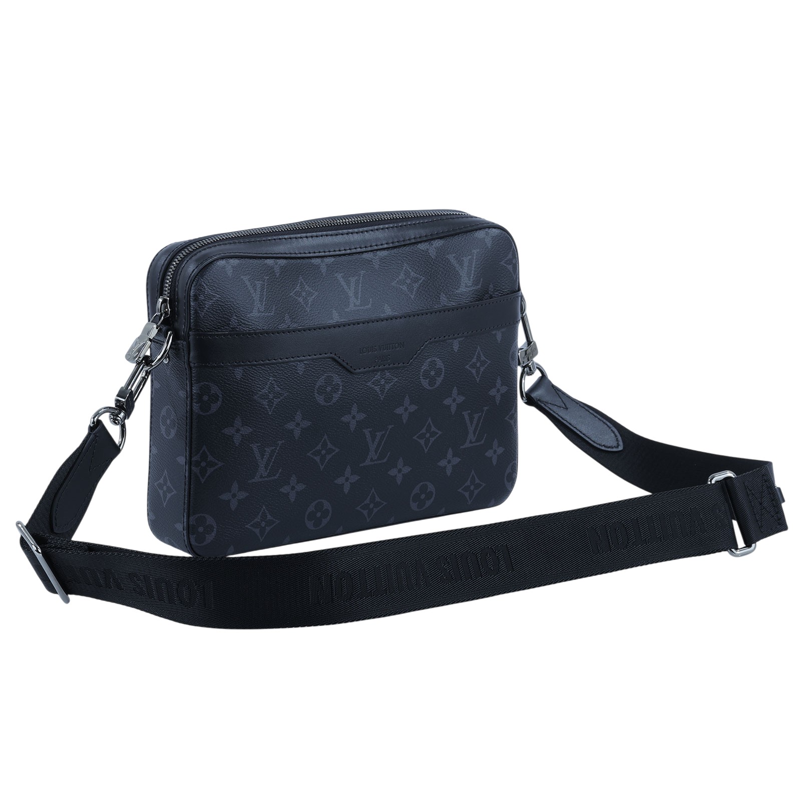 路易威登 LOUIS VUITTON Trio 郵差包 Eclipse帆布 黑色 灰色 M69443 晶片款  原廠盒子/防塵袋/內袋