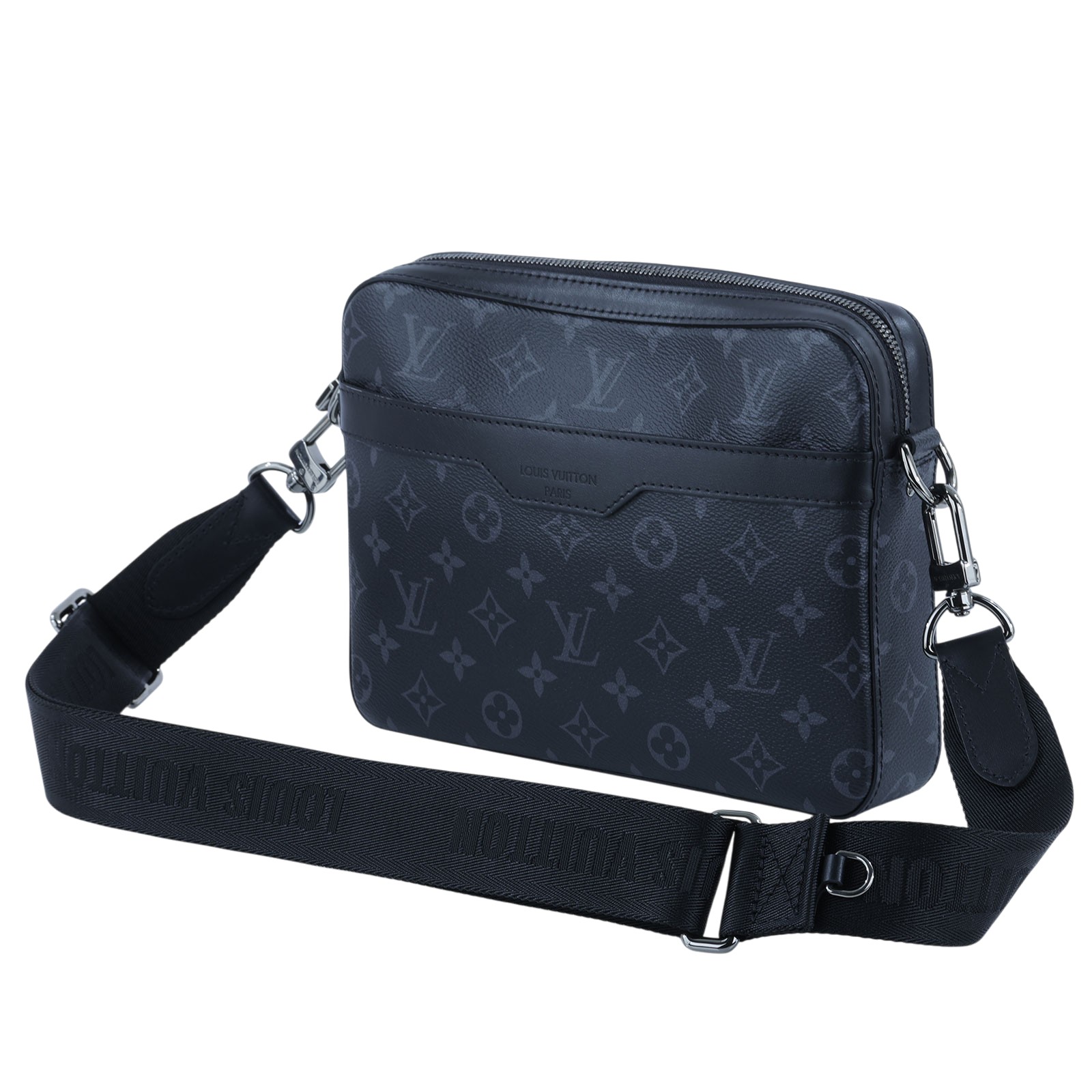路易威登 LOUIS VUITTON Trio 郵差包 Eclipse帆布 黑色 灰色 M69443 晶片款  原廠盒子/防塵袋/內袋