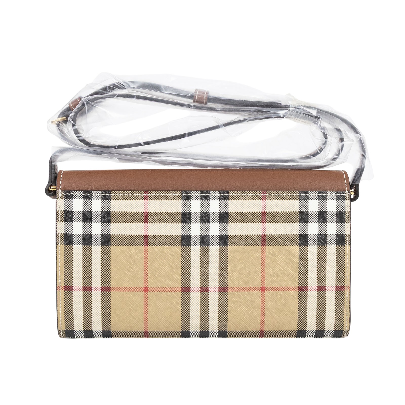 博柏利 BURBERRY 錢包 肩背 長夾 8058002 格紋牛皮釦式斜背WOC 防塵袋