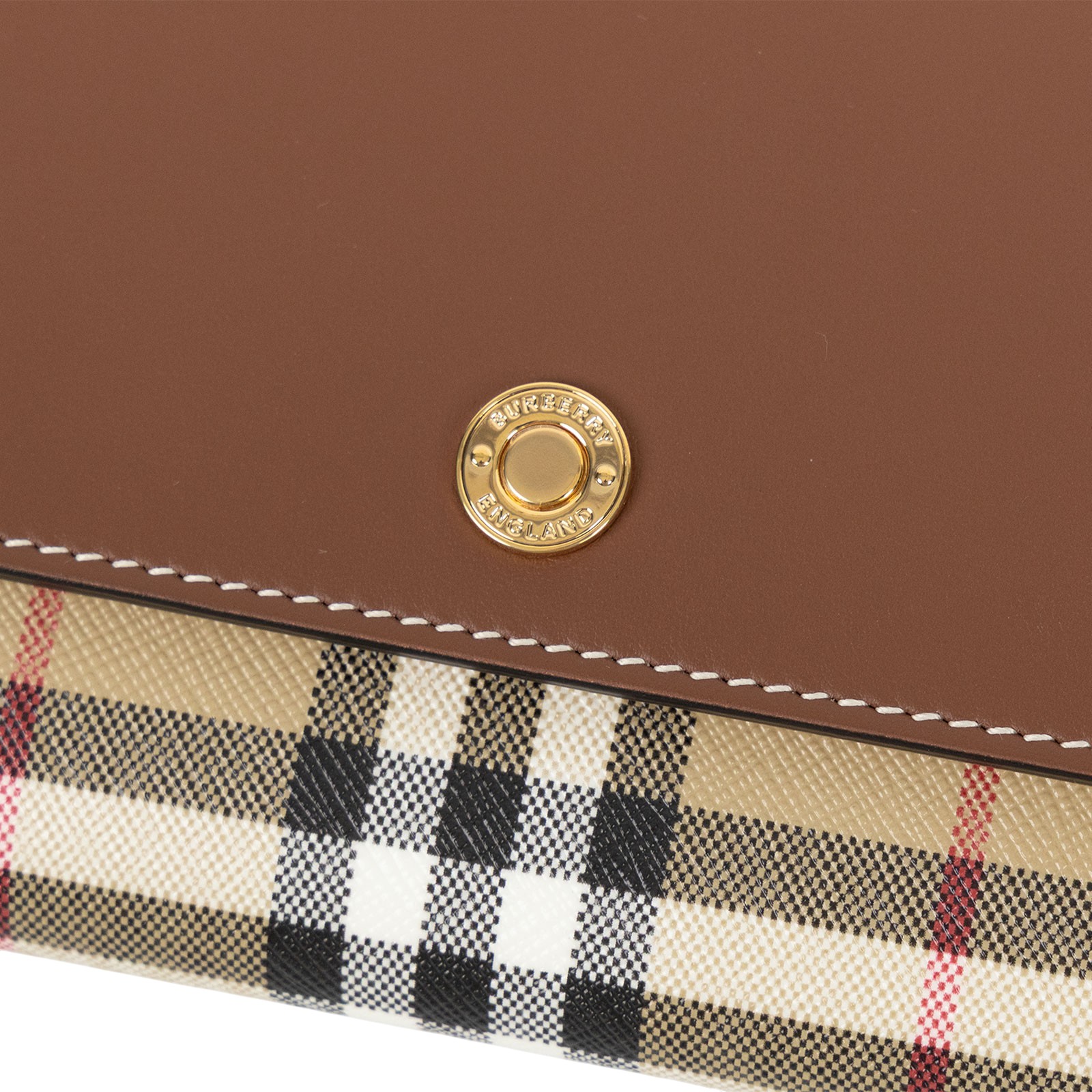 博柏利 BURBERRY 錢包 肩背 長夾 8058002 格紋牛皮釦式斜背WOC 防塵袋