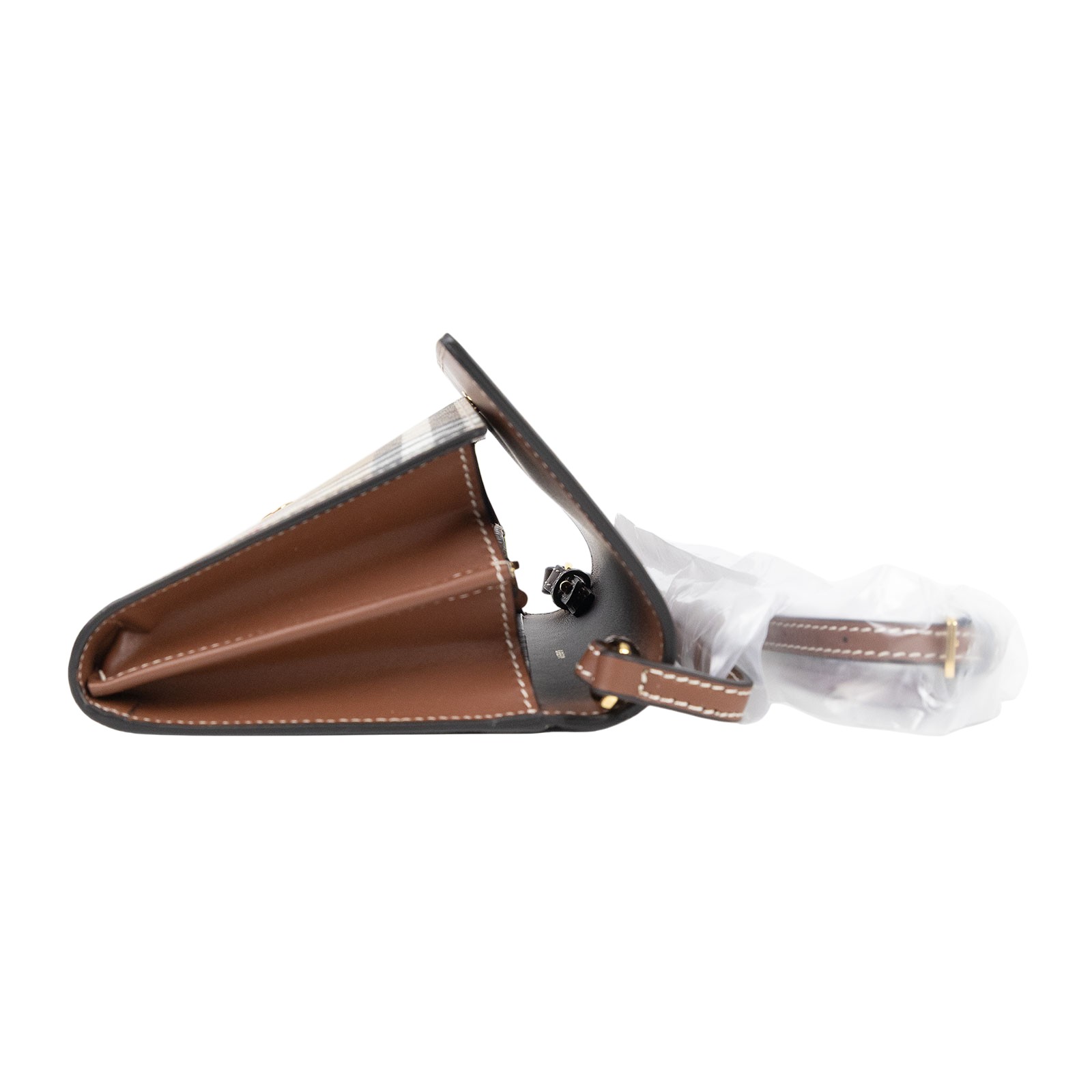 博柏利 BURBERRY 錢包 肩背 長夾 8058002 格紋牛皮釦式斜背WOC 防塵袋