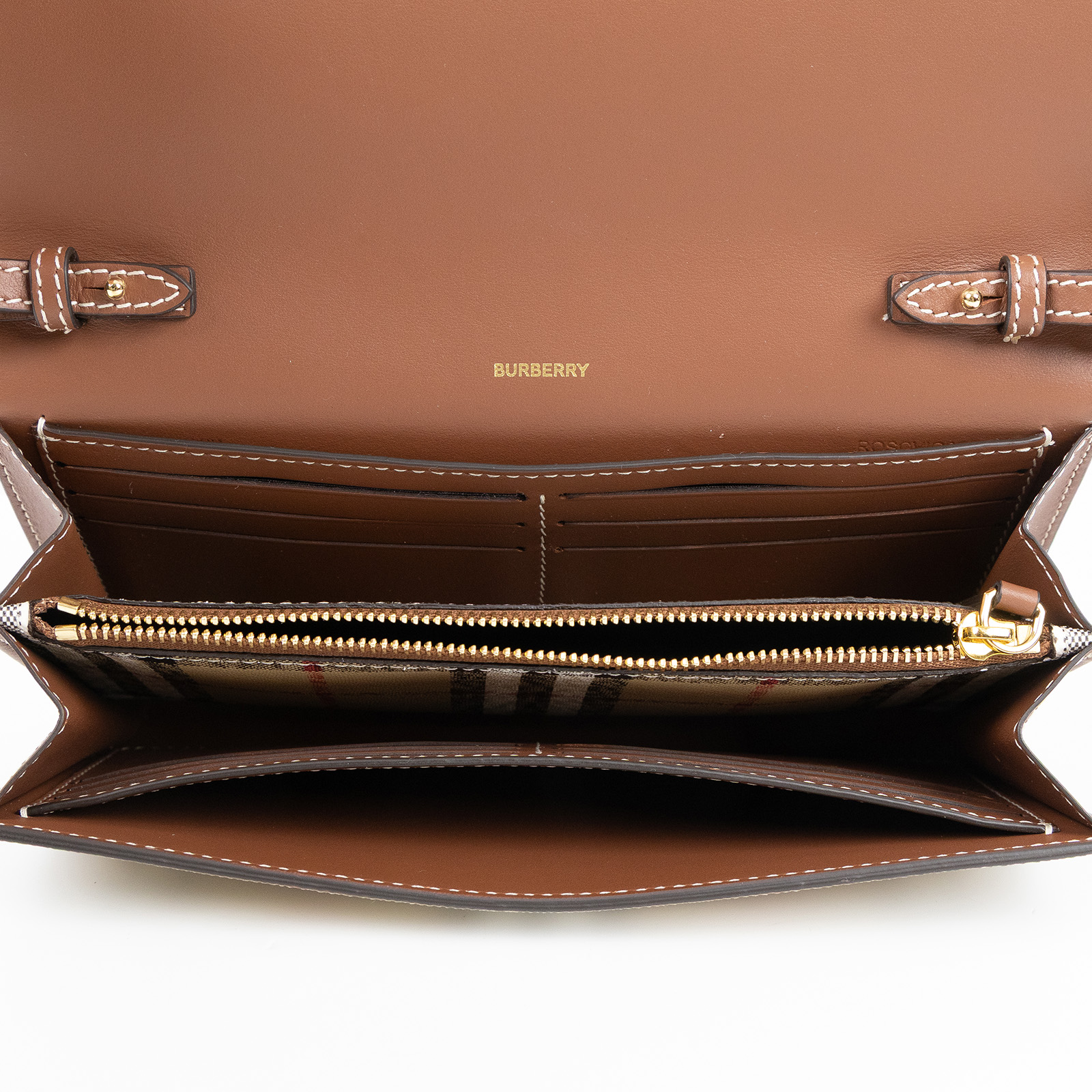 博柏利 BURBERRY 錢包 肩背 長夾 8058002 格紋牛皮釦式斜背WOC 防塵袋